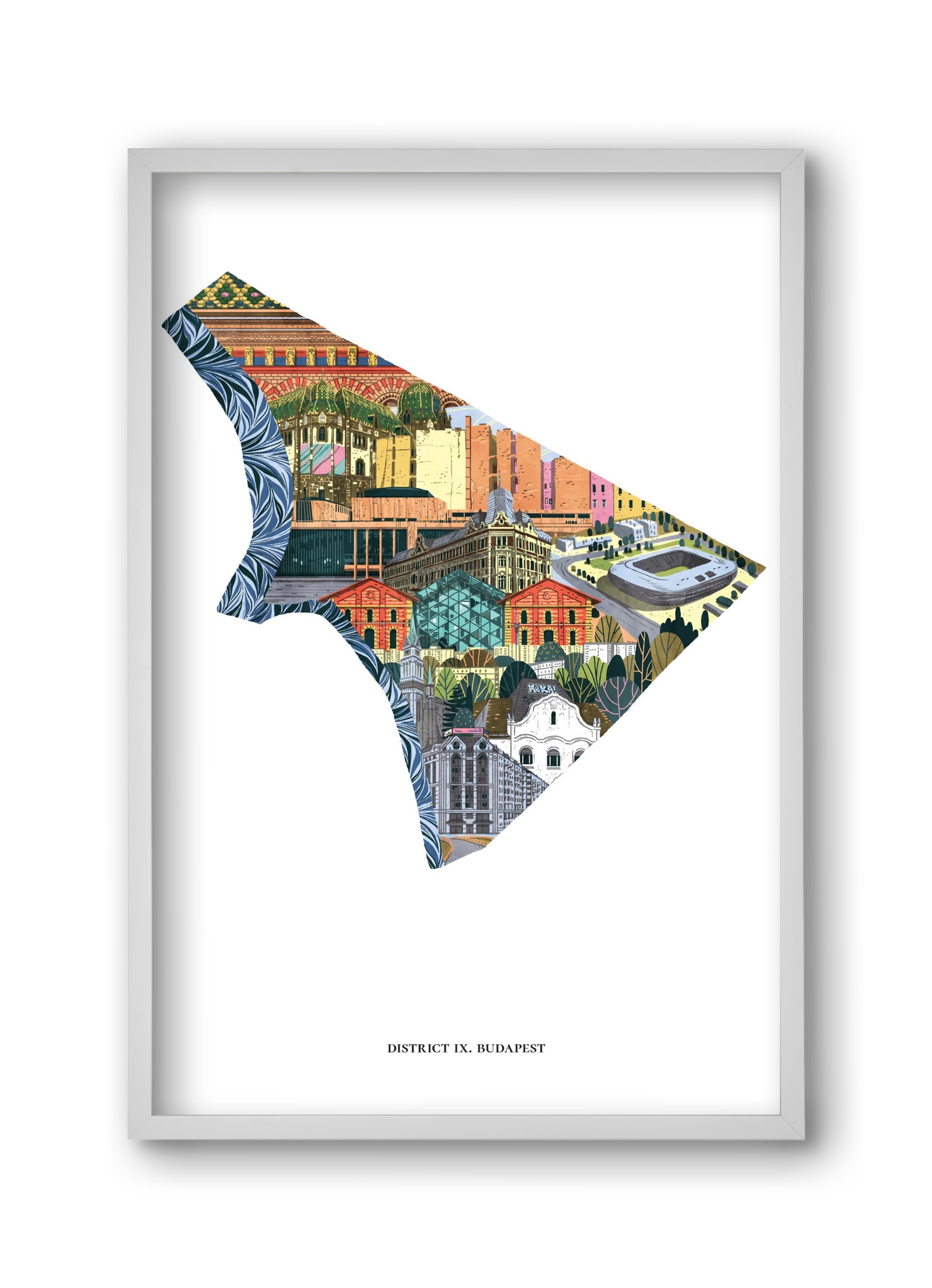 IX. kerület, 30x45 cm (30x45 cm), Fehér keret