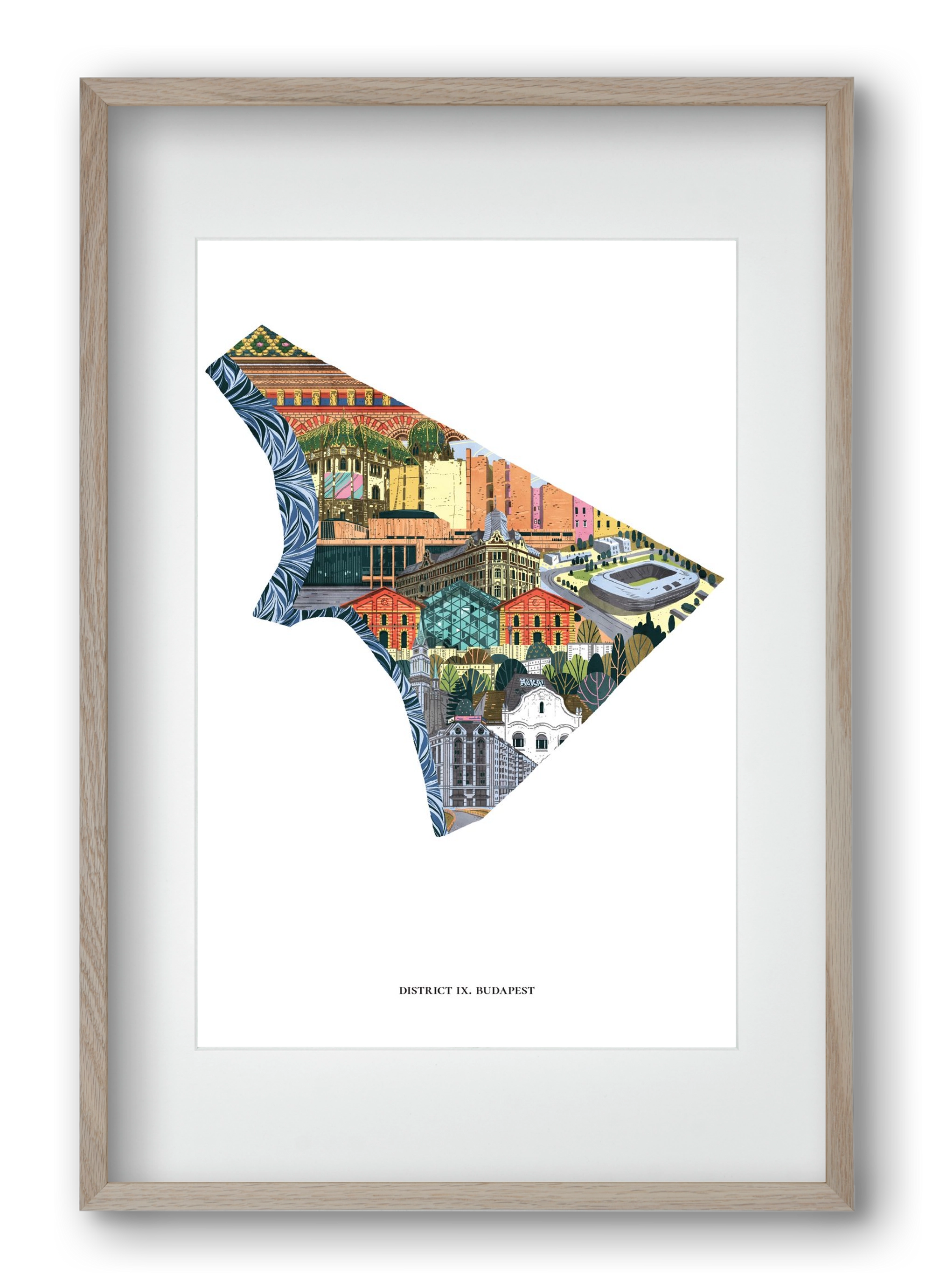 IX. kerület, 40x60 cm (30x45 cm), Tölgy keret, paszpartuval