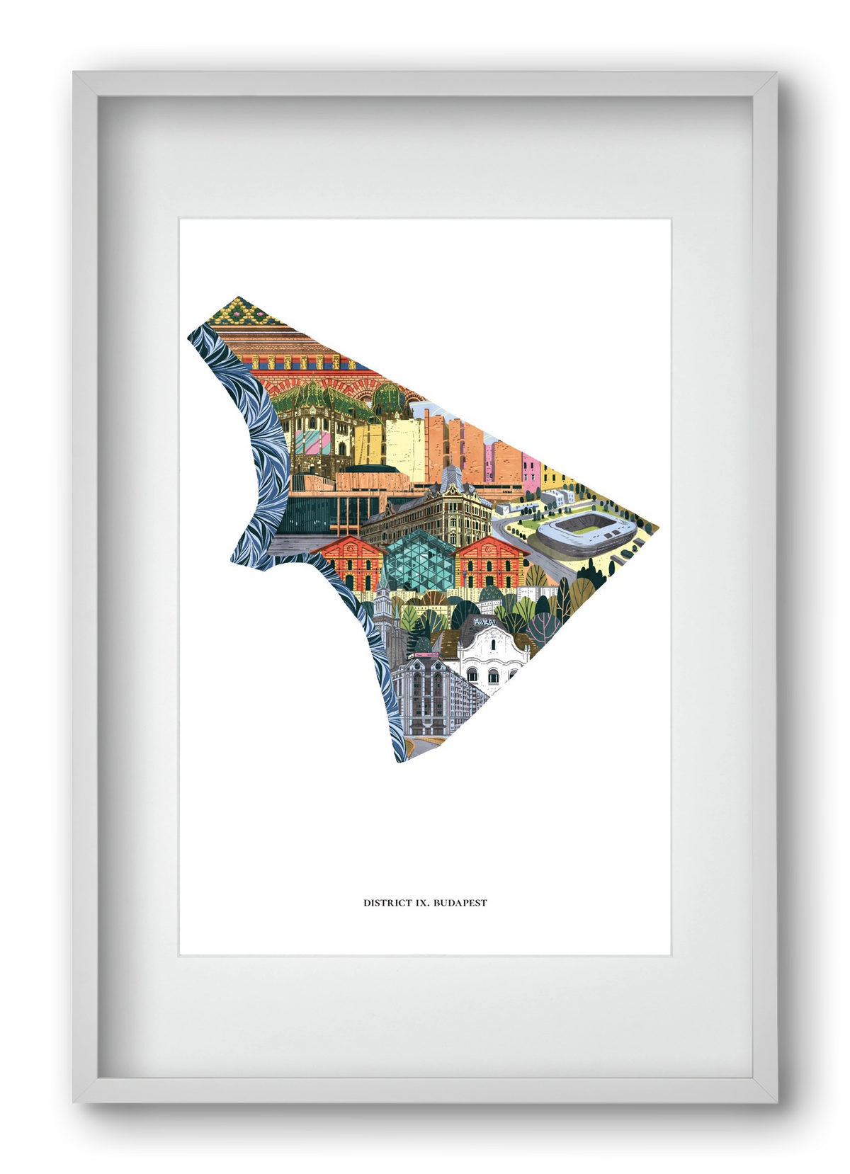 IX. kerület, 40x60 cm (30x45 cm), Fehér keret, paszpartuval