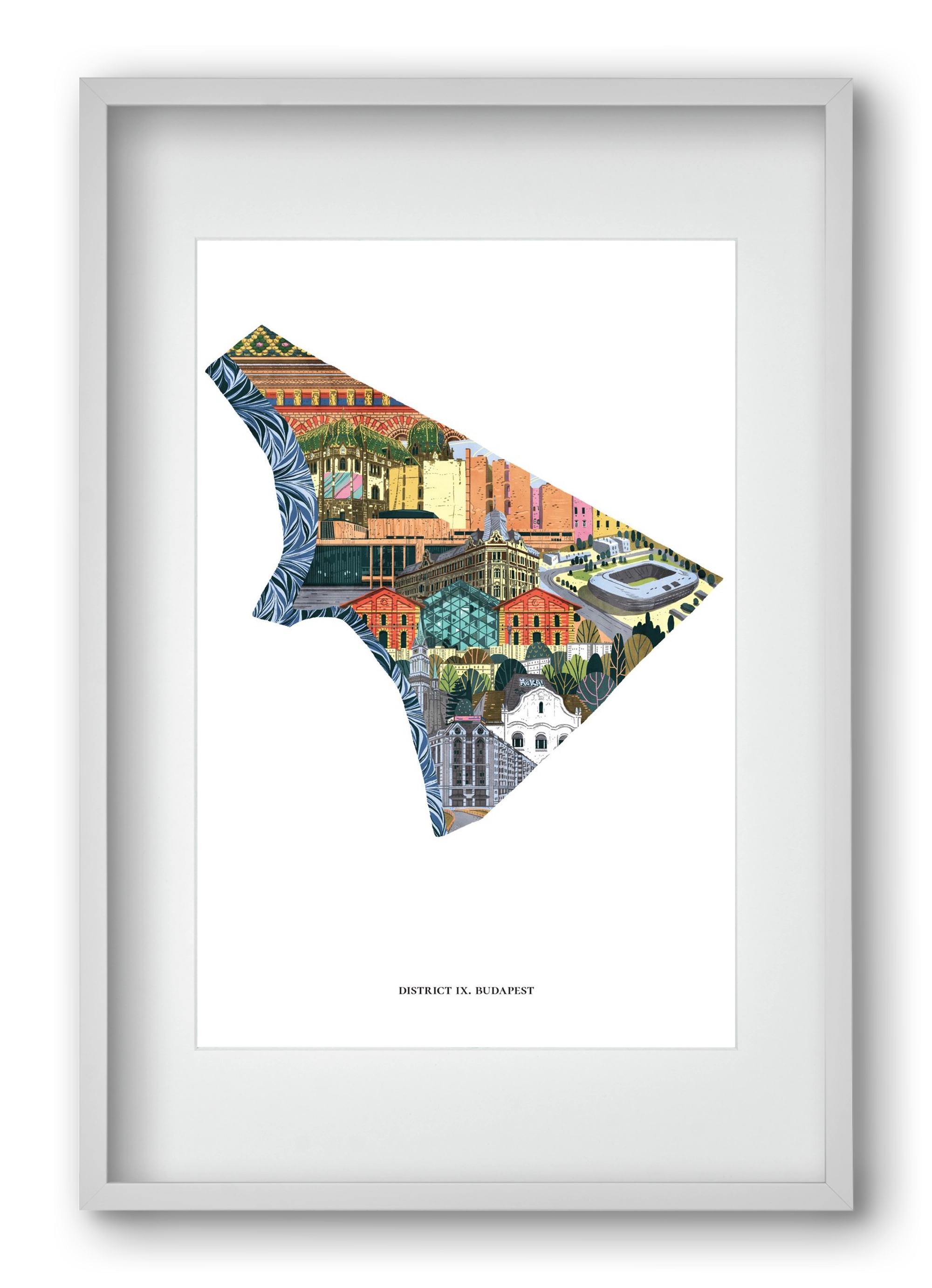 IX. kerület, 40x60 cm (30x45 cm), Fehér keret, paszpartuval