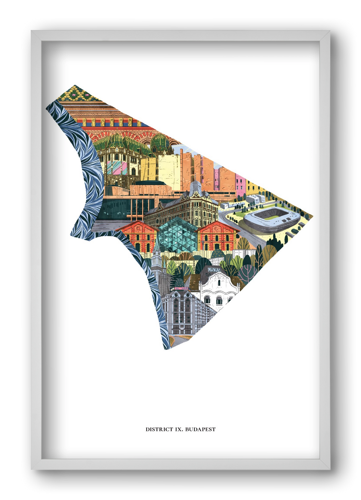 IX. kerület, 40x60 cm (40x60 cm), Fehér keret
