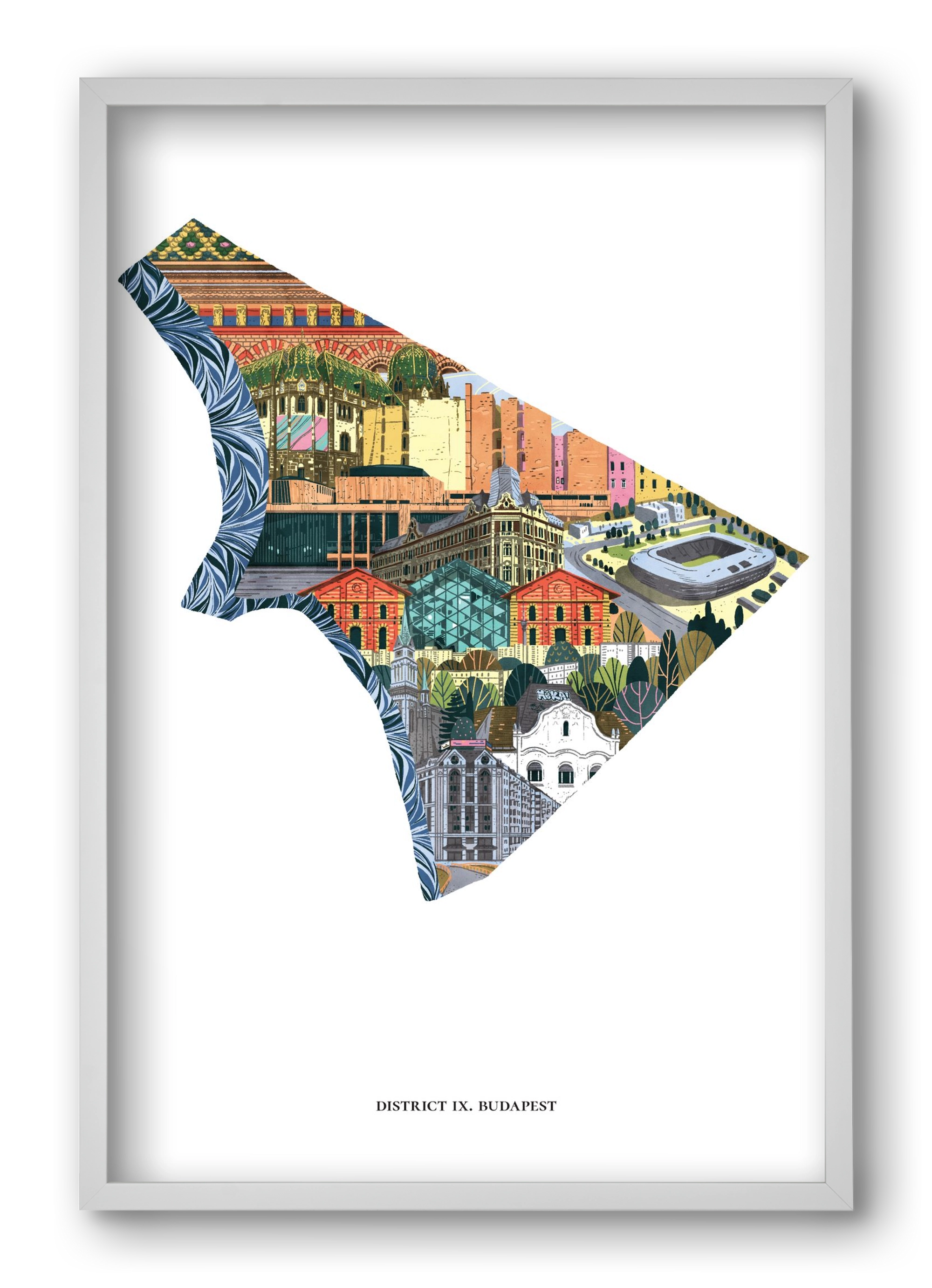 IX. kerület, 40x60 cm (40x60 cm), Fehér keret