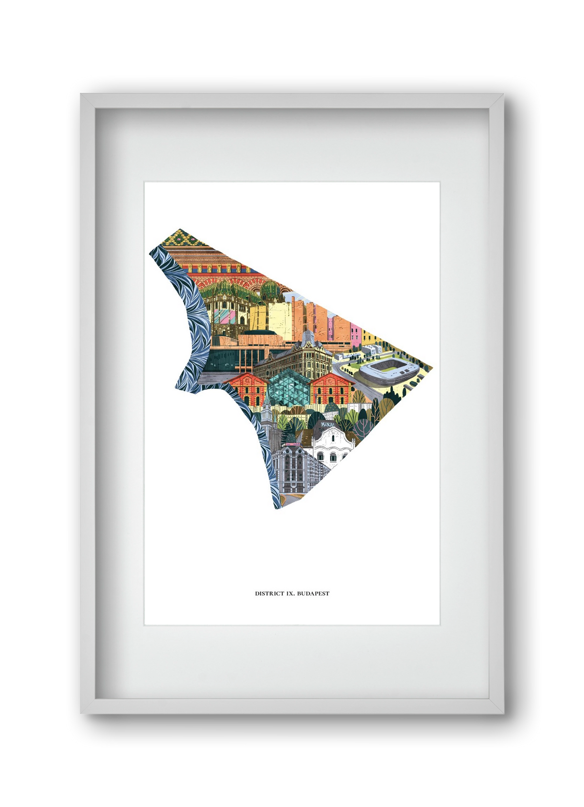 IX. kerület, 30x45 cm (20x30 cm), Fehér keret, paszpartuval