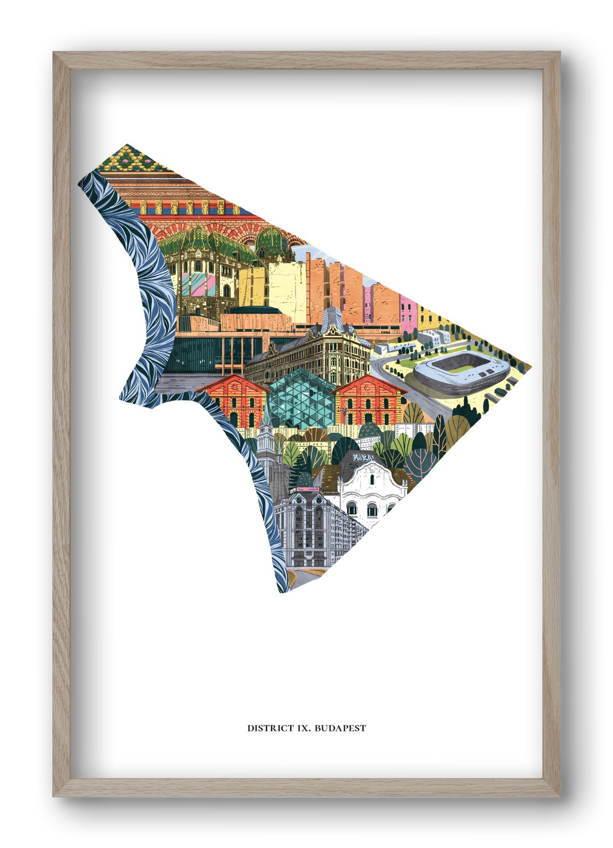 IX. kerület, 40x60 cm (40x60 cm), Tölgy keret