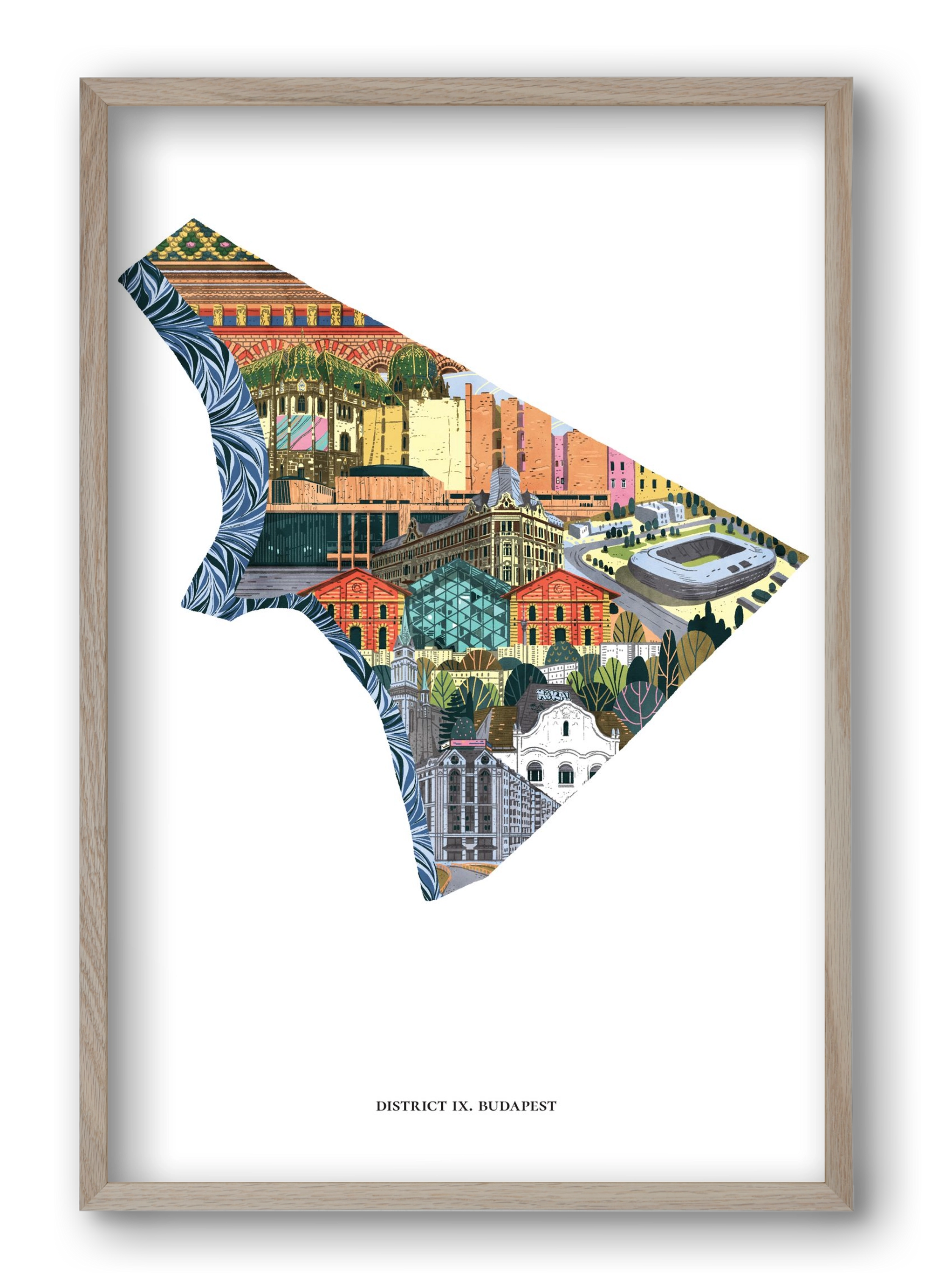 IX. kerület, 40x60 cm (40x60 cm), Tölgy keret