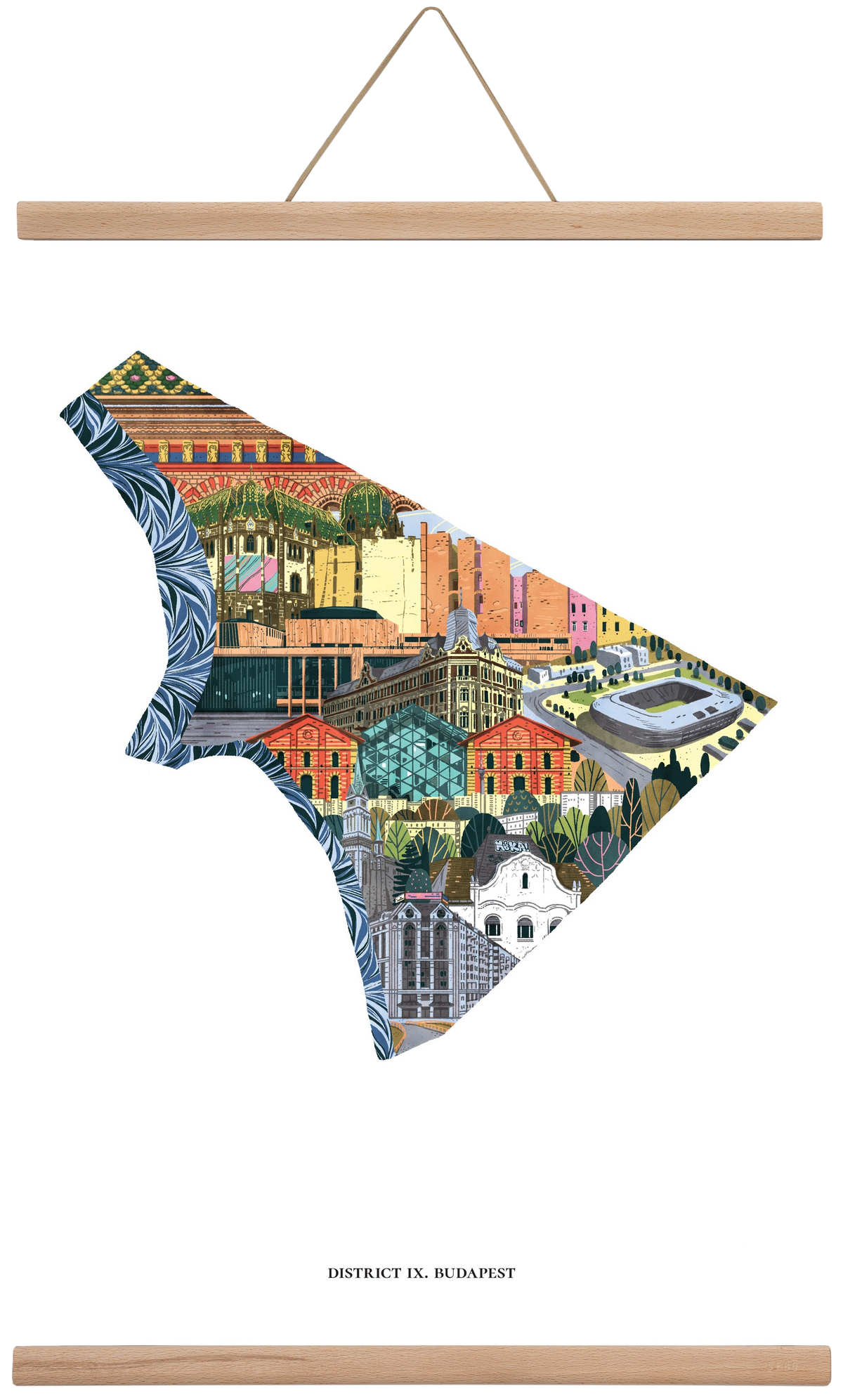 IX. kerület, 40x60 cm (40x60 cm), Tölgy akasztó