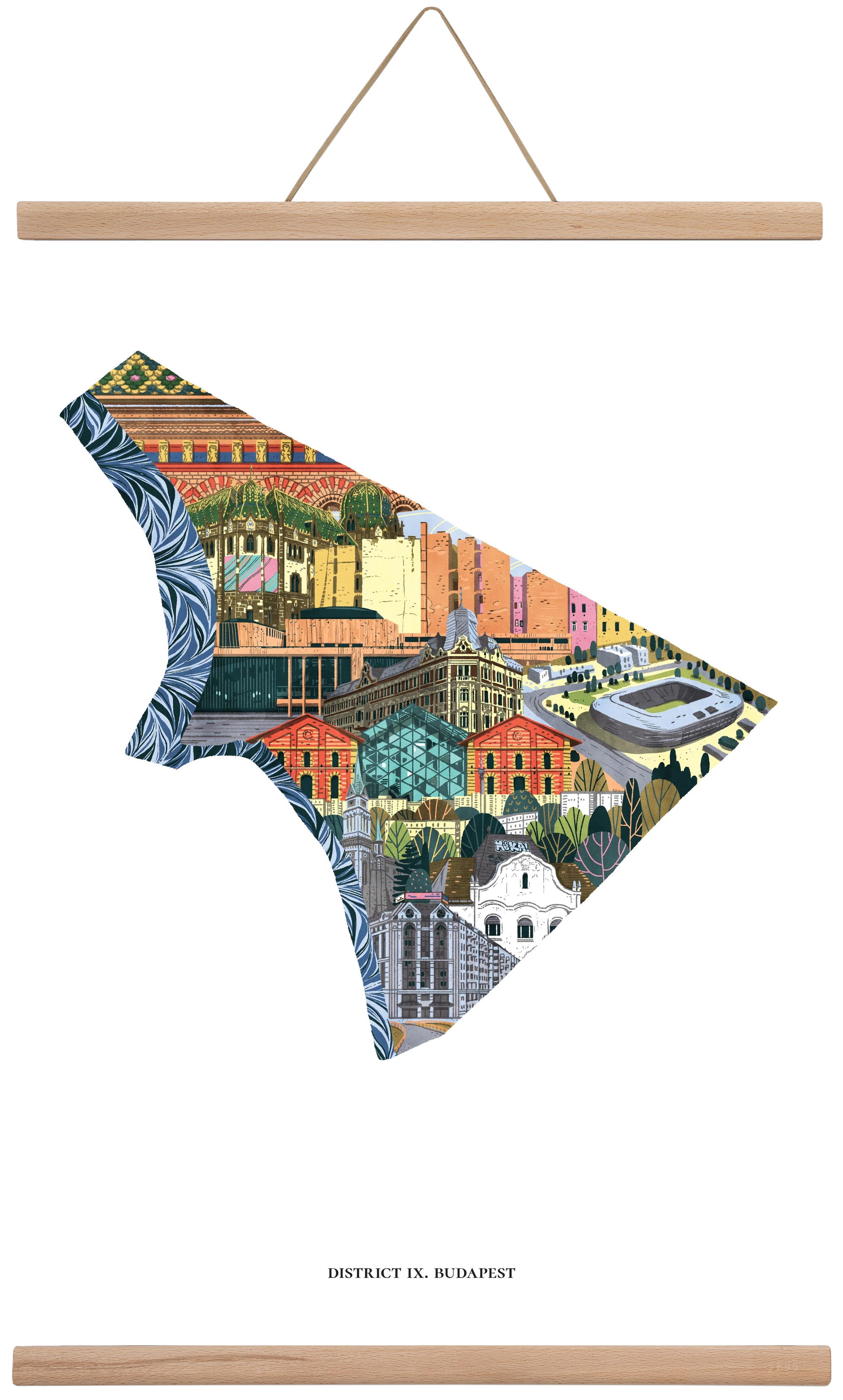 IX. kerület, 40x60 cm (40x60 cm), Tölgy akasztó