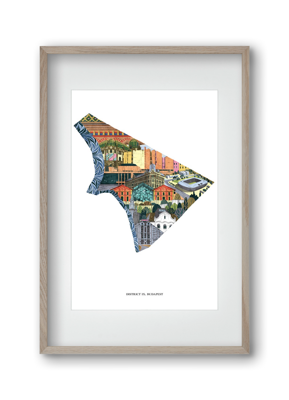 IX. kerület, 30x45 cm (20x30 cm), Tölgy keret, paszpartuval