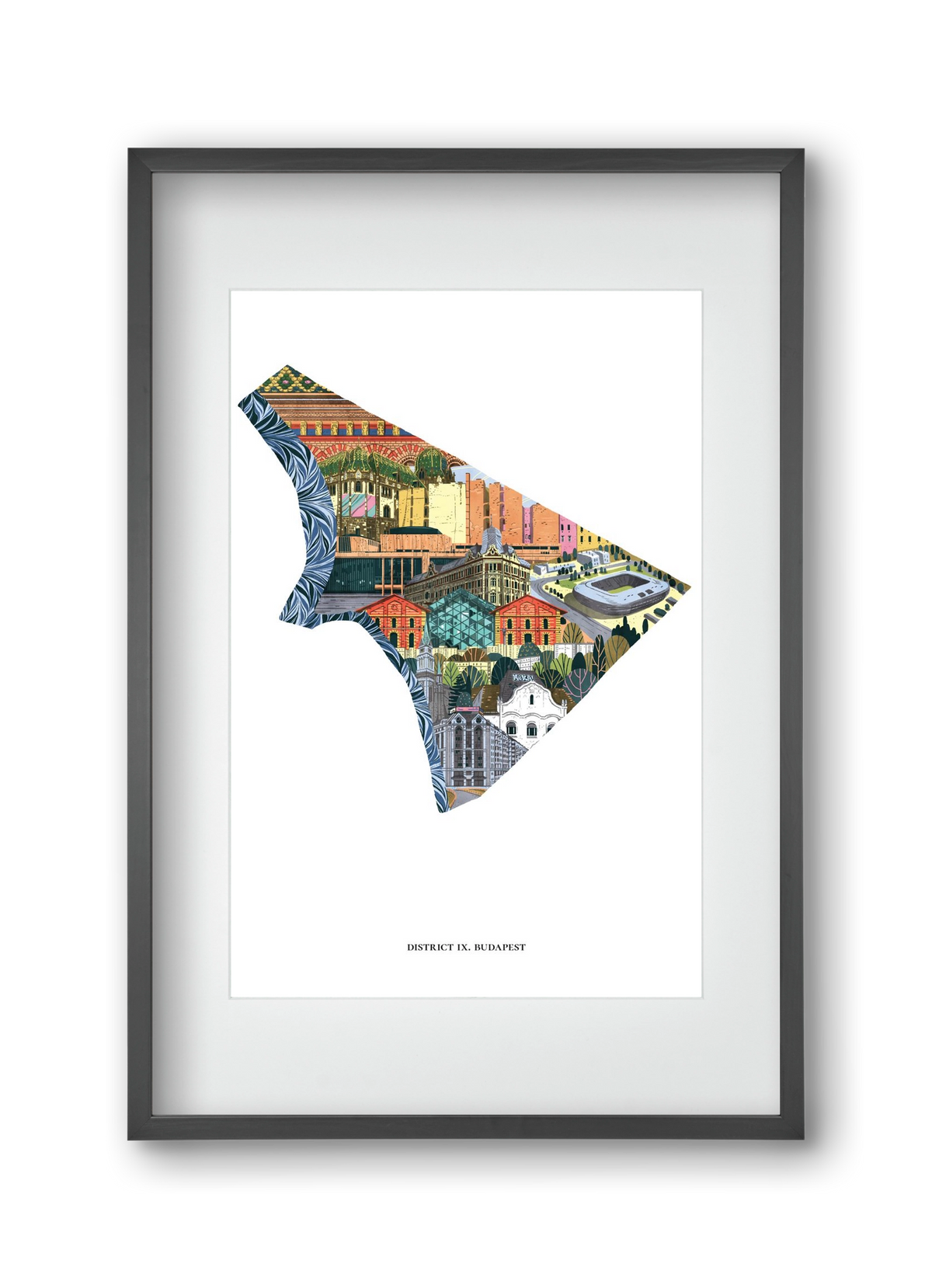 IX. kerület, 30x45 cm (20x30 cm), Fekete keret, paszpartuval