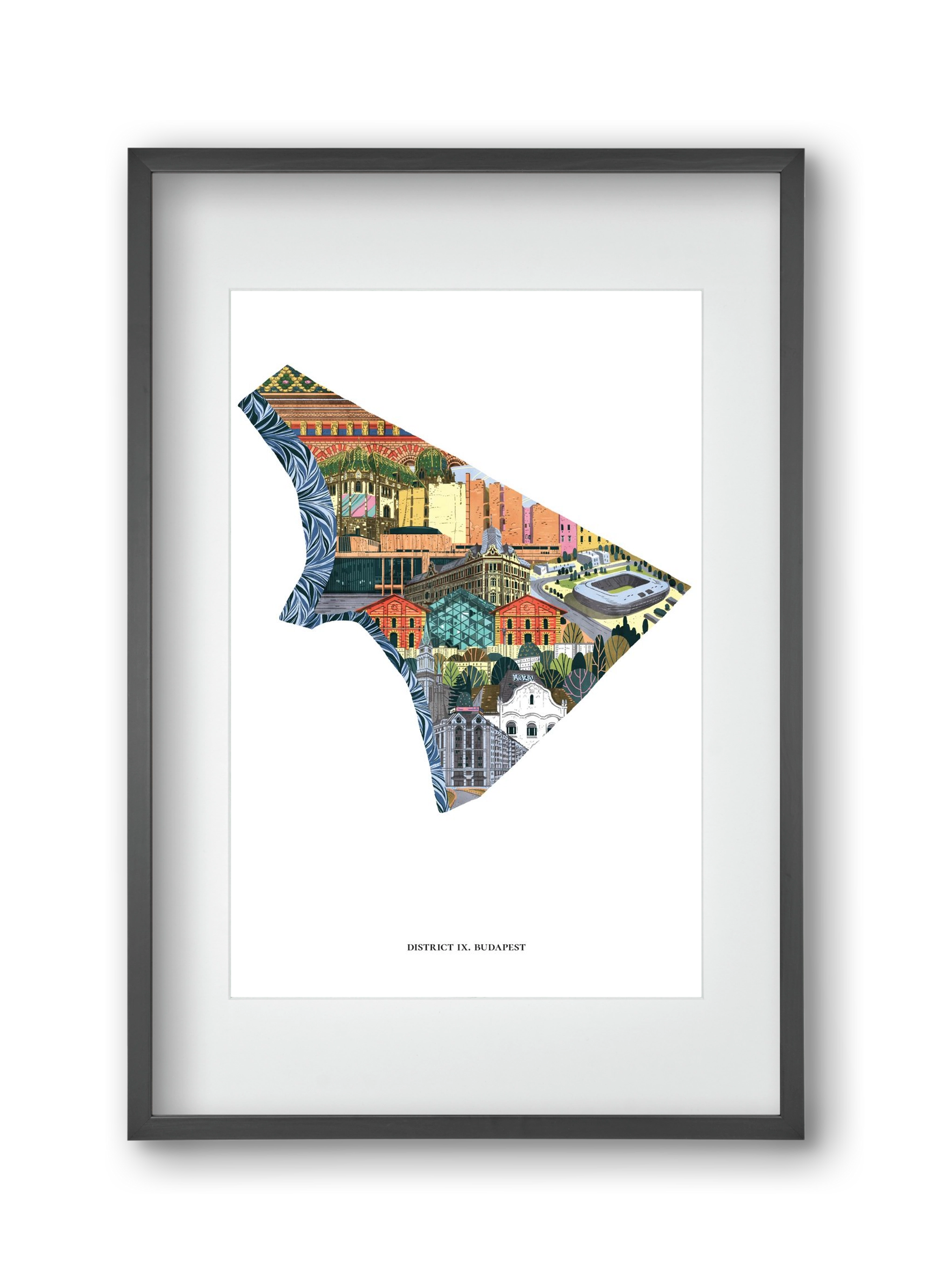 IX. kerület, 30x45 cm (20x30 cm), Fekete keret, paszpartuval