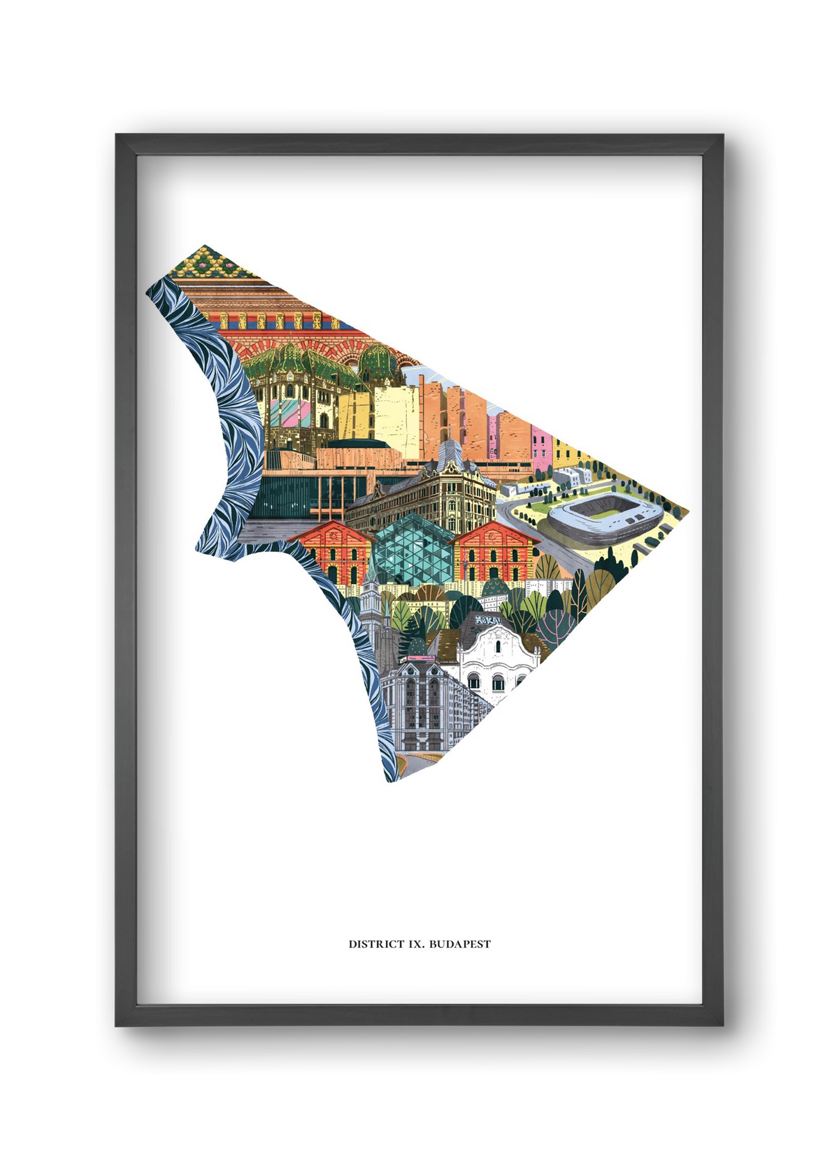 IX. kerület, 30x45 cm (30x45 cm), Fekete keret