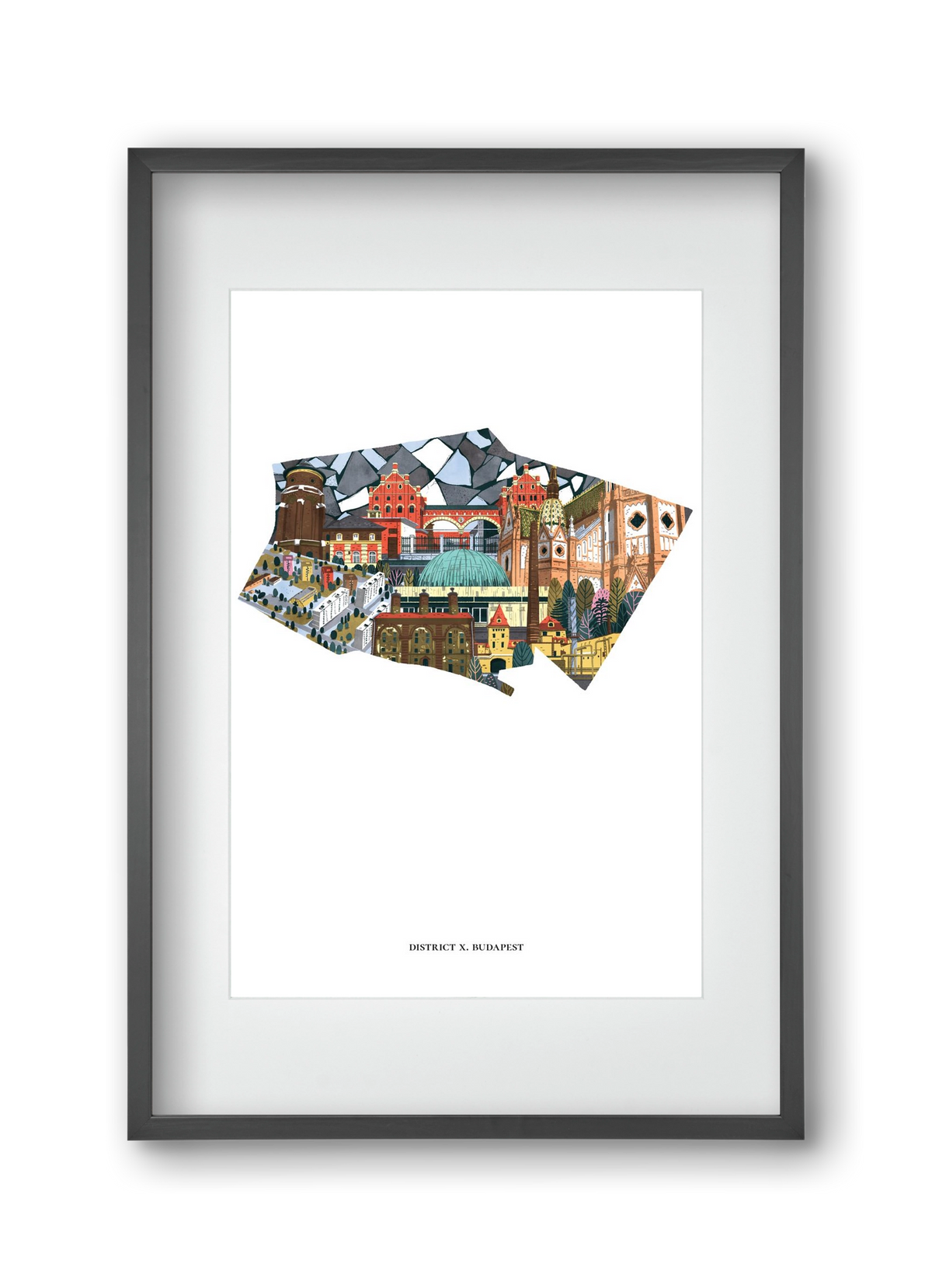 X. kerület, 30x45 cm (20x30 cm), Fekete keret, paszpartuval