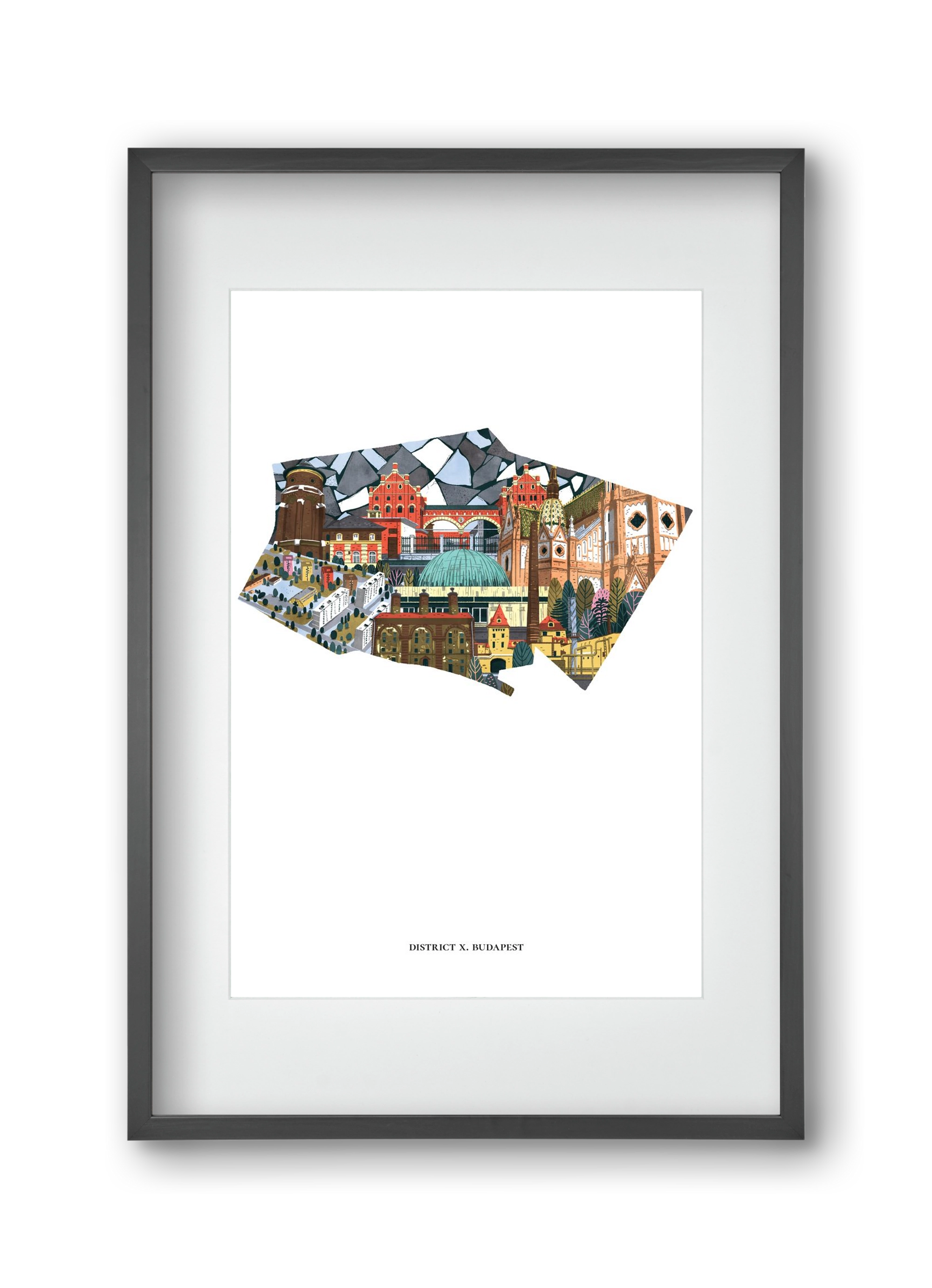 X. kerület, 30x45 cm (20x30 cm), Fekete keret, paszpartuval