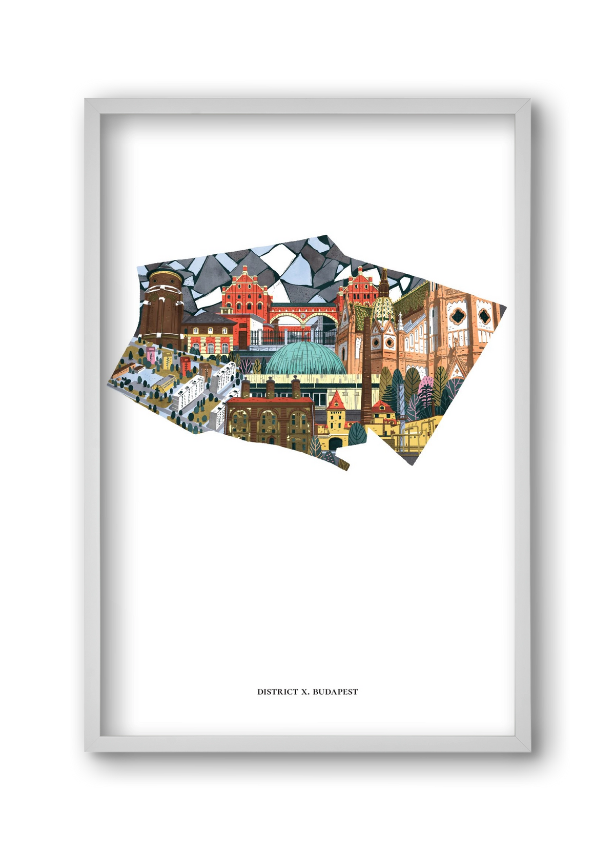 X. kerület, 30x45 cm (30x45 cm), Fehér keret