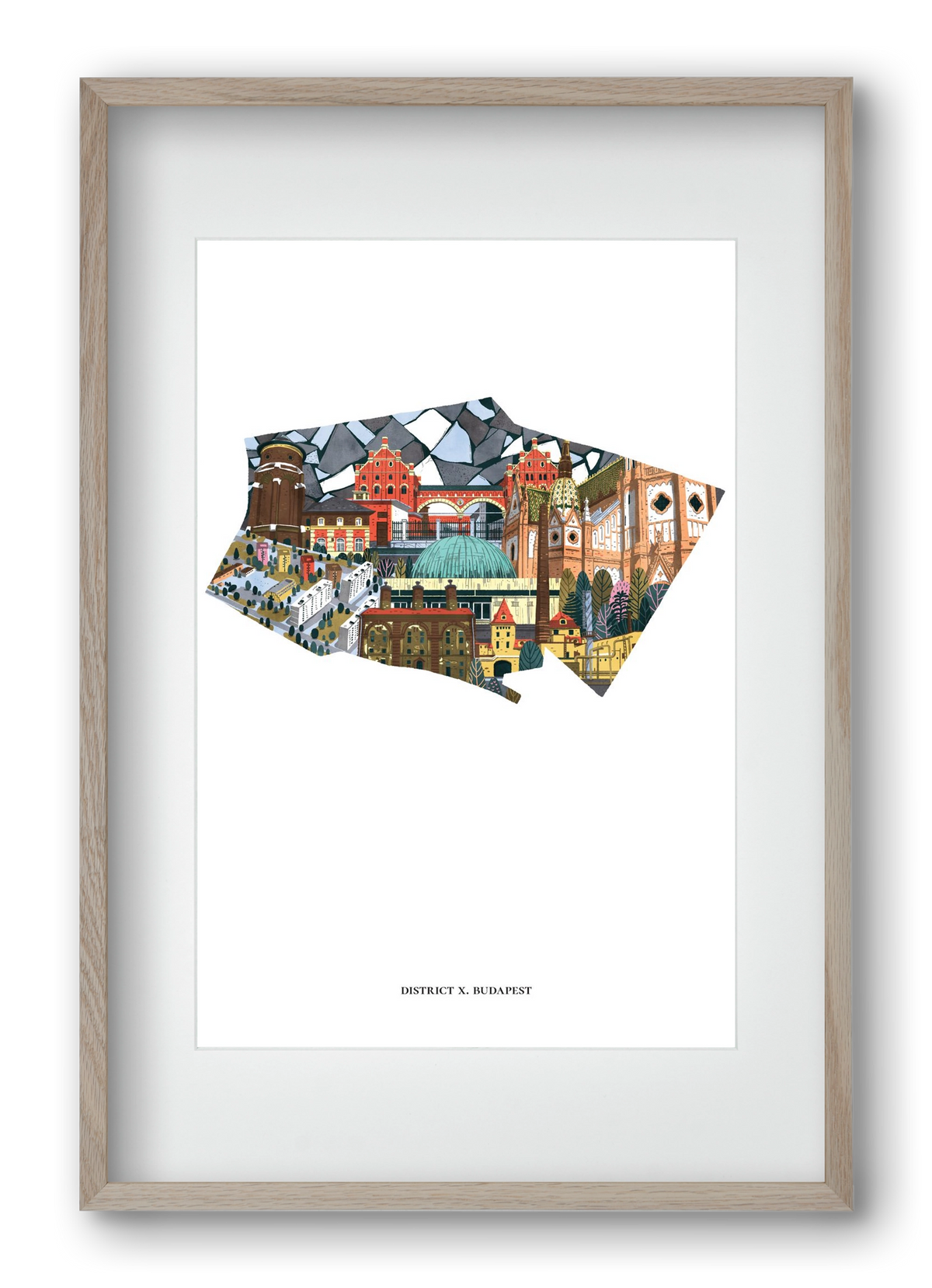 X. kerület, 40x60 cm (30x45 cm), Tölgy keret, paszpartuval