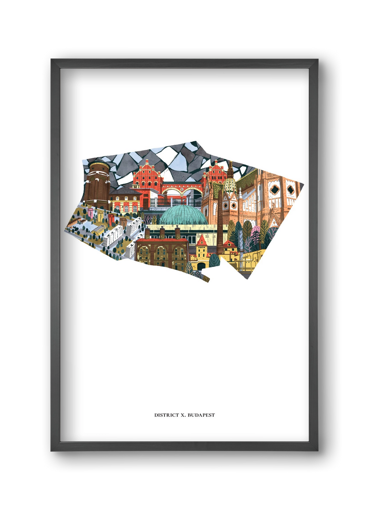 X. kerület, 30x45 cm (30x45 cm), Fekete keret