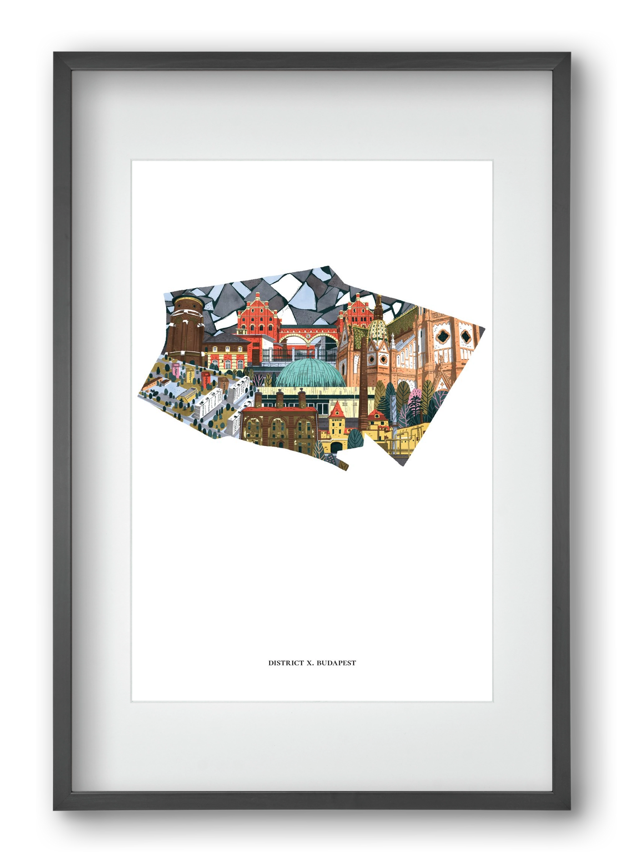 X. kerület, 40x60 cm (30x45 cm), Fekete keret, paszpartuval