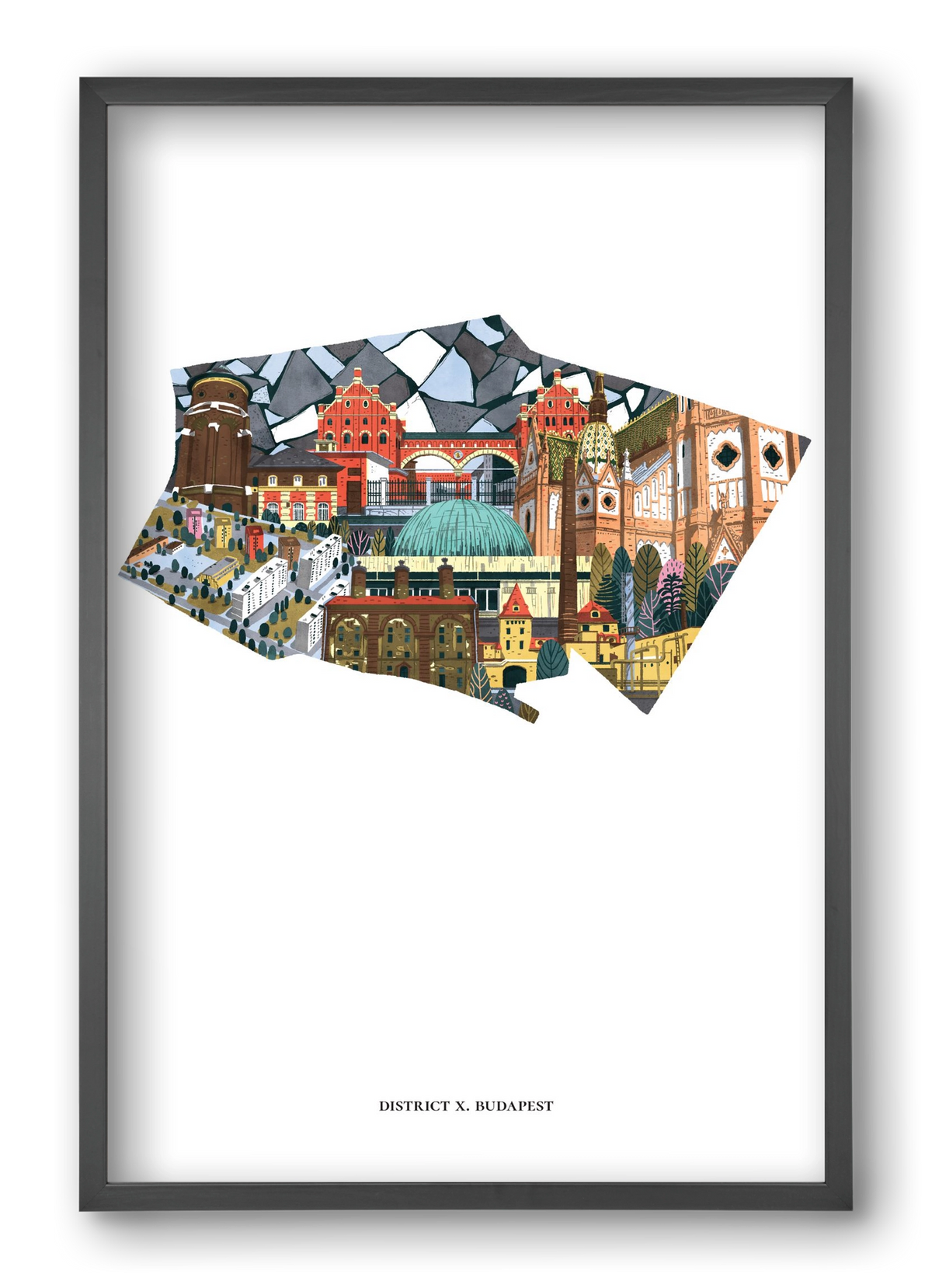 X. kerület, 40x60 cm (40x60 cm), Fekete keret
