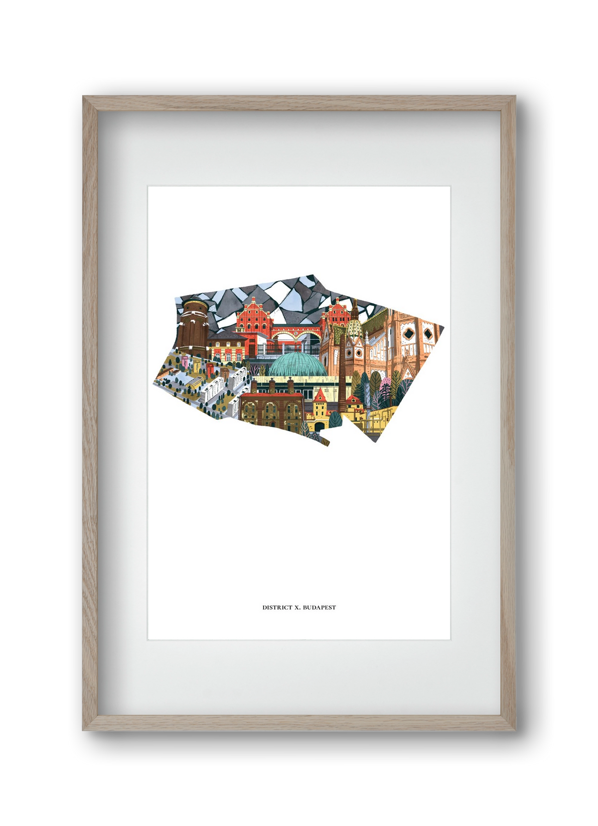 X. kerület, 30x45 cm (20x30 cm), Tölgy keret, paszpartuval