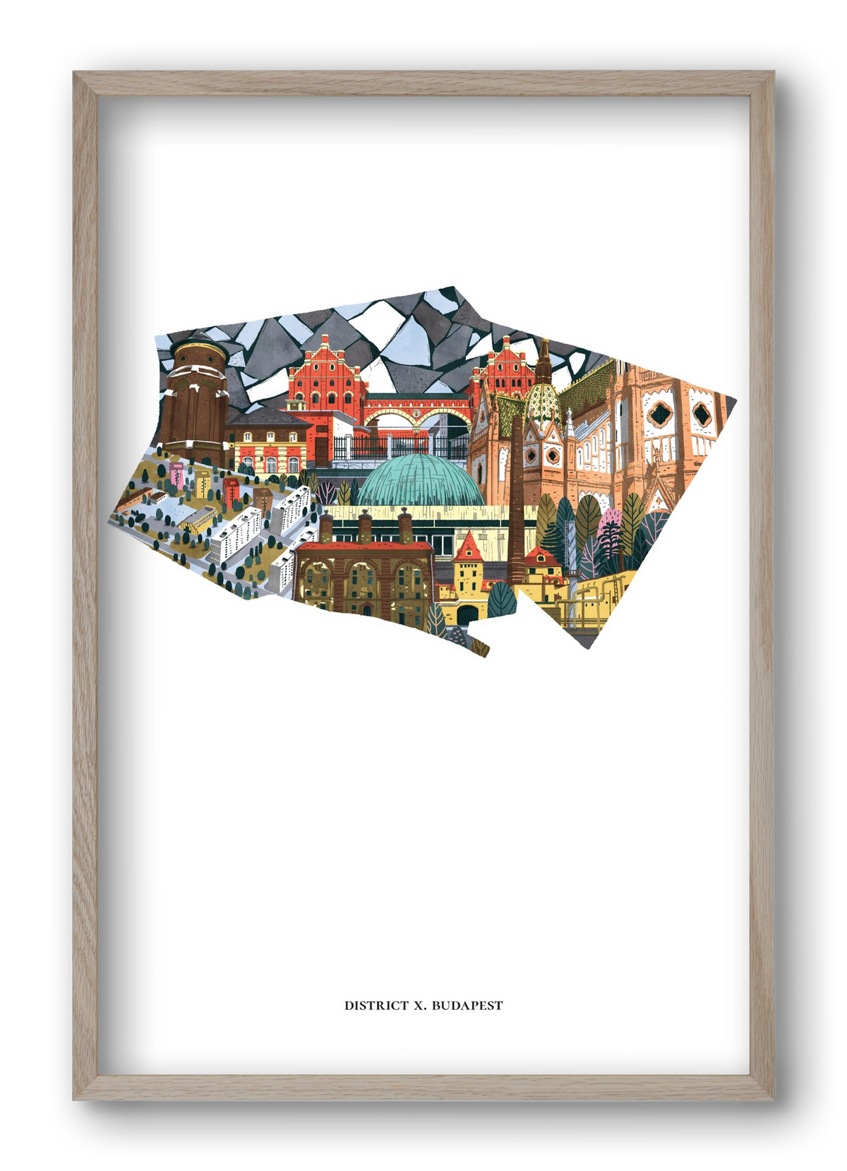 X. kerület, 40x60 cm (40x60 cm), Tölgy keret