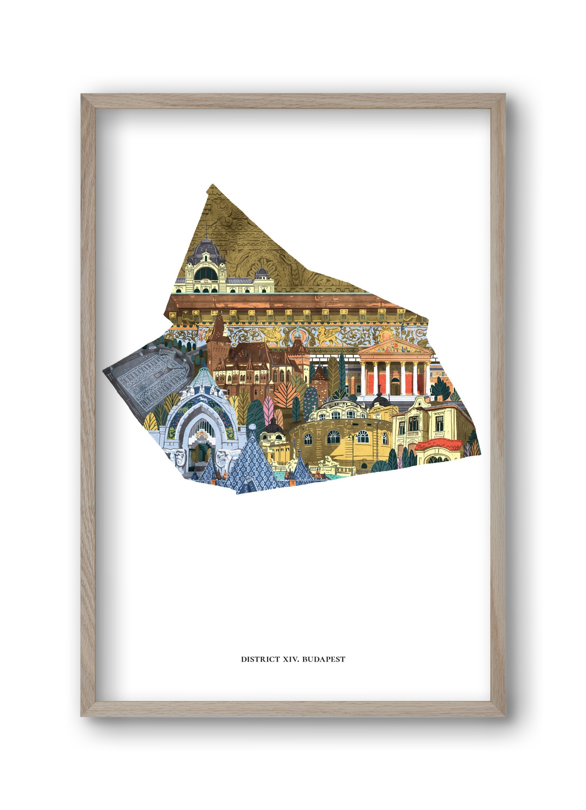 XIV. kerület, 30x45 cm (30x45 cm), Tölgy keret