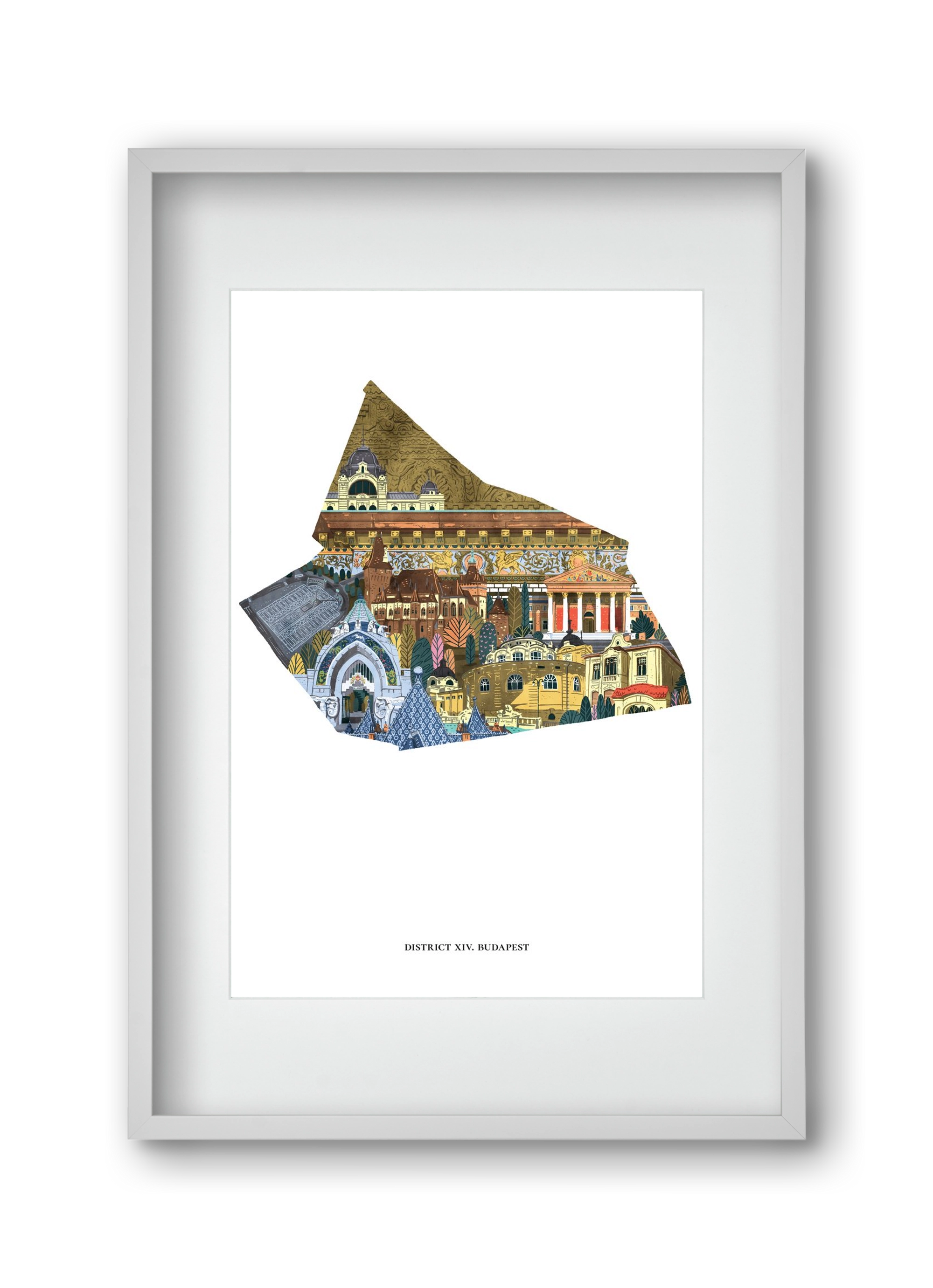 XIV. kerület, 30x45 cm (20x30 cm), Fehér keret, paszpartuval
