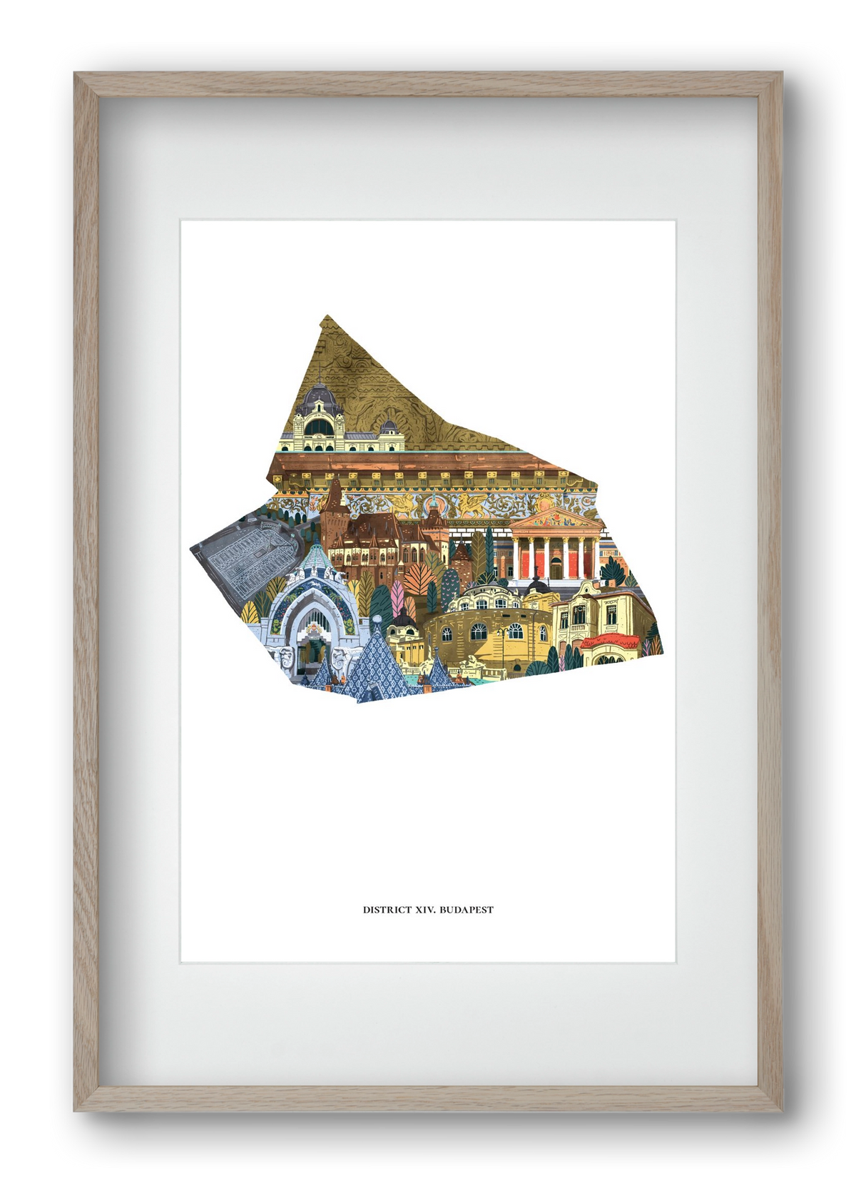 XIV. kerület, 40x60 cm (30x45 cm), Tölgy keret, paszpartuval