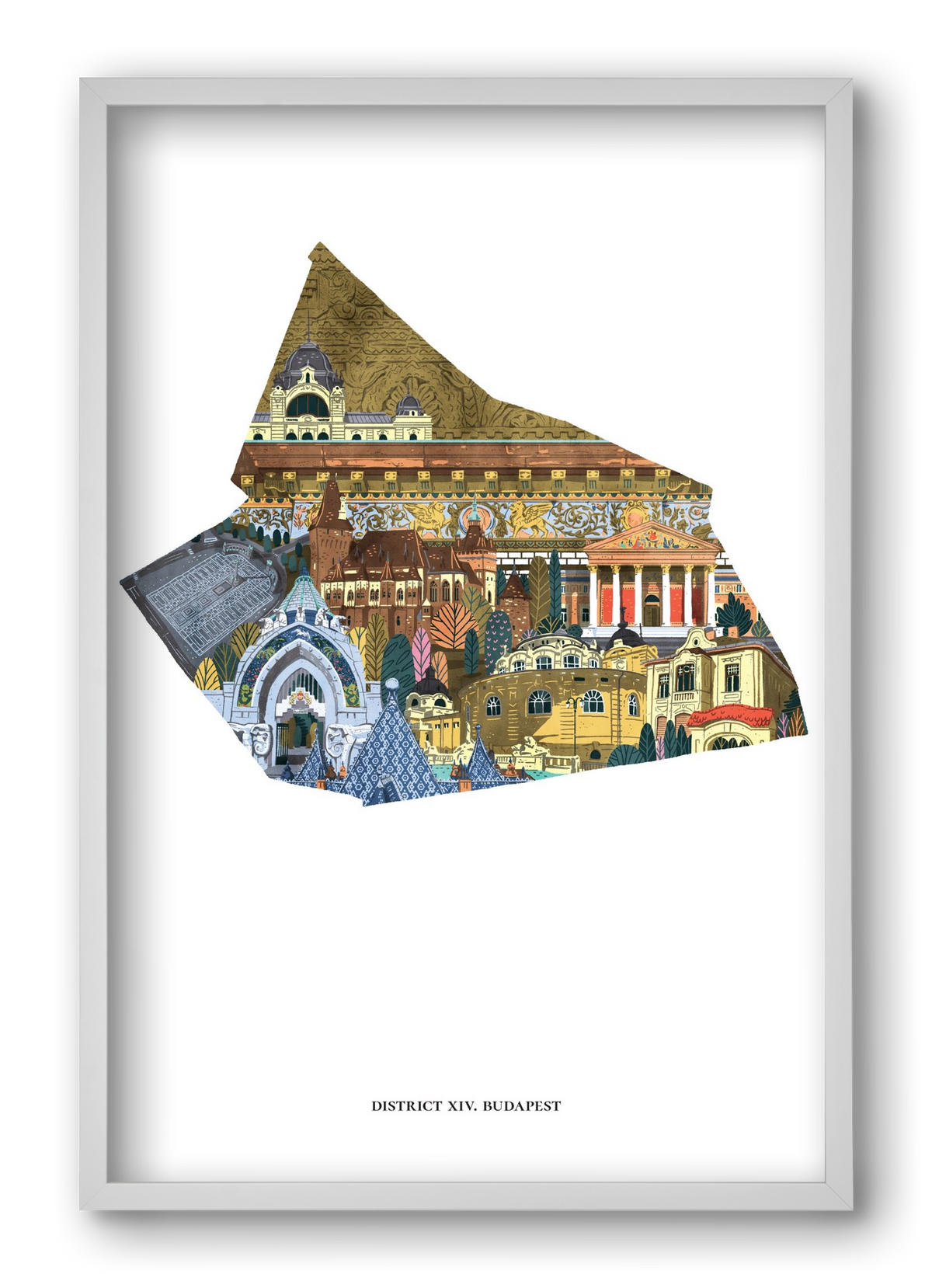 XIV. kerület, 40x60 cm (40x60 cm), Fehér keret