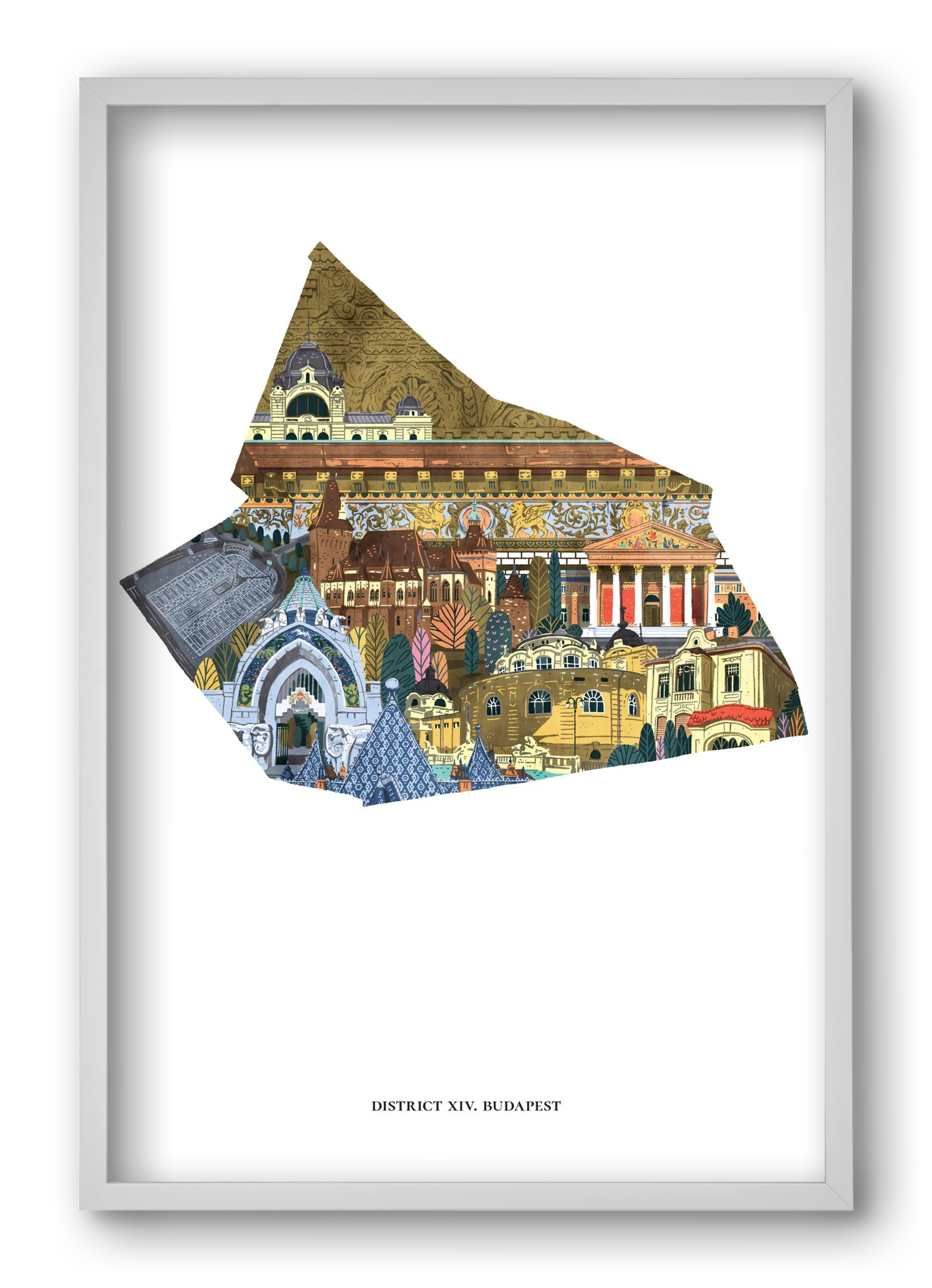 XIV. kerület, 40x60 cm (40x60 cm), Fehér keret
