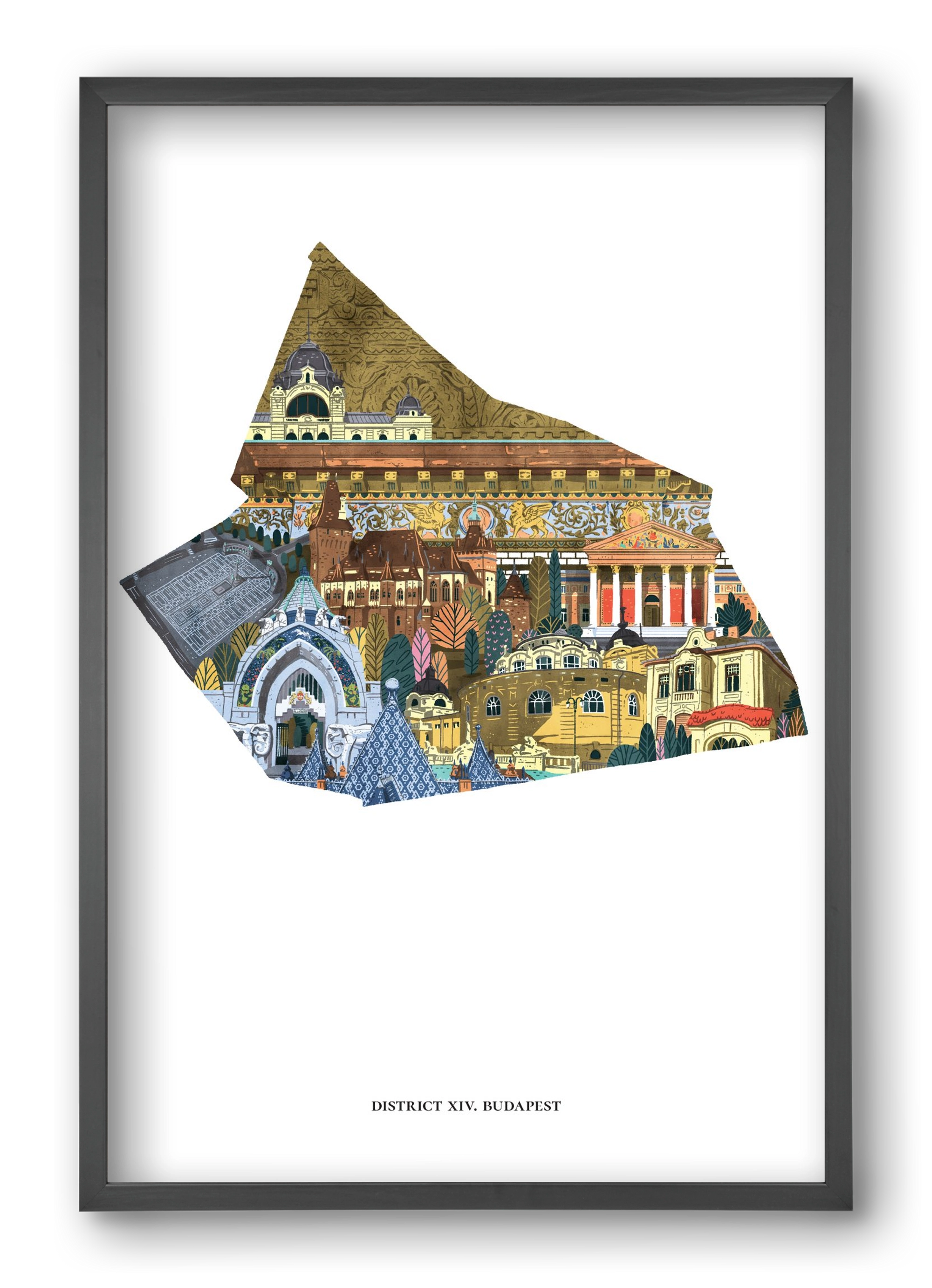 XIV. kerület, 40x60 cm (40x60 cm), Fekete keret