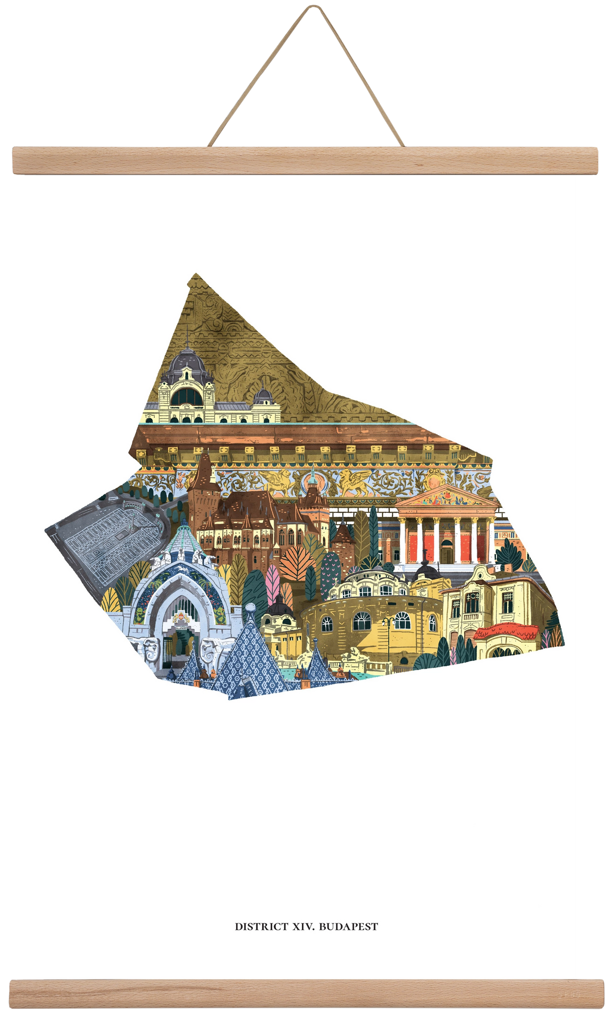 XIV. kerület, 40x60 cm (40x60 cm), Tölgy akasztó