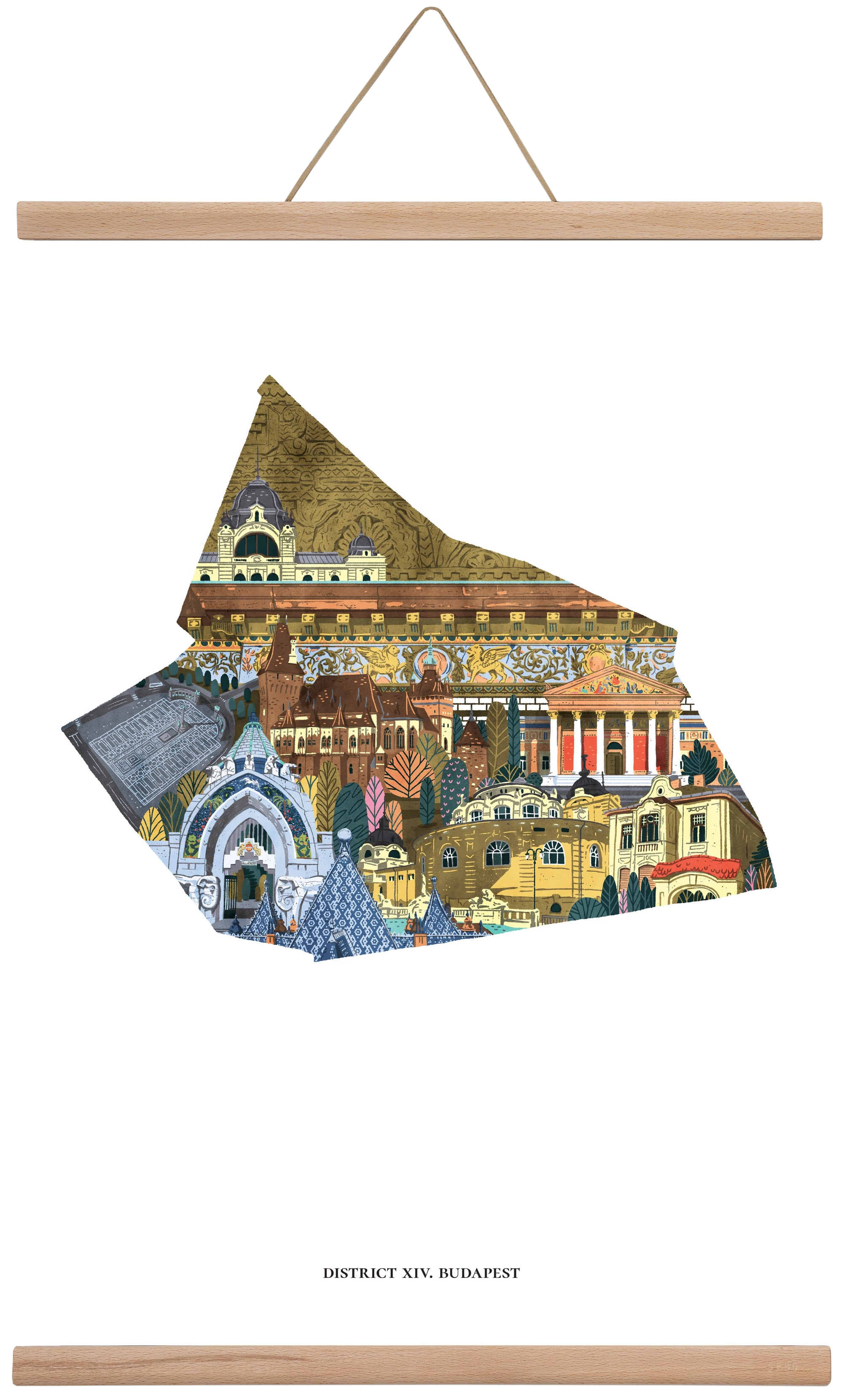 XIV. kerület, 40x60 cm (40x60 cm), Tölgy akasztó