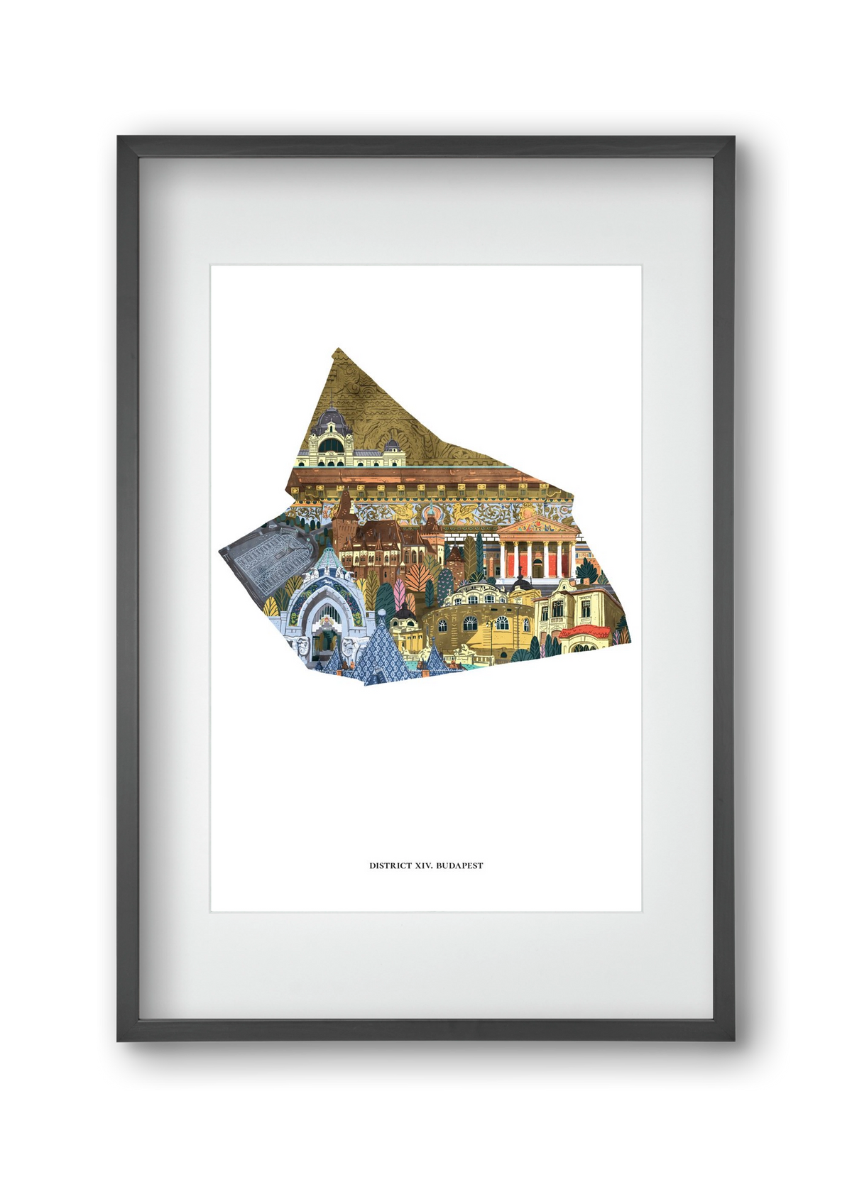 XIV. kerület, 30x45 cm (20x30 cm), Fekete keret, paszpartuval