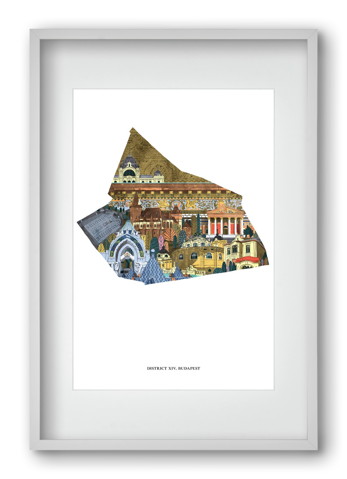 XIV. kerület, 40x60 cm (30x45 cm), Fehér keret, paszpartuval