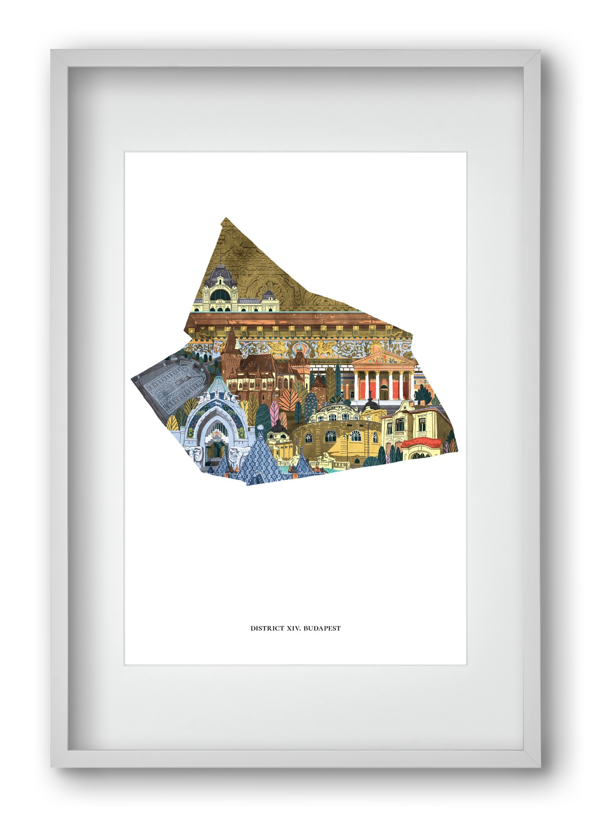 XIV. kerület, 40x60 cm (30x45 cm), Fehér keret, paszpartuval