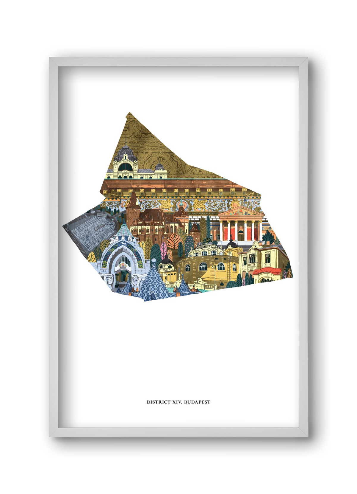 XIV. kerület, 30x45 cm (30x45 cm), Fehér keret