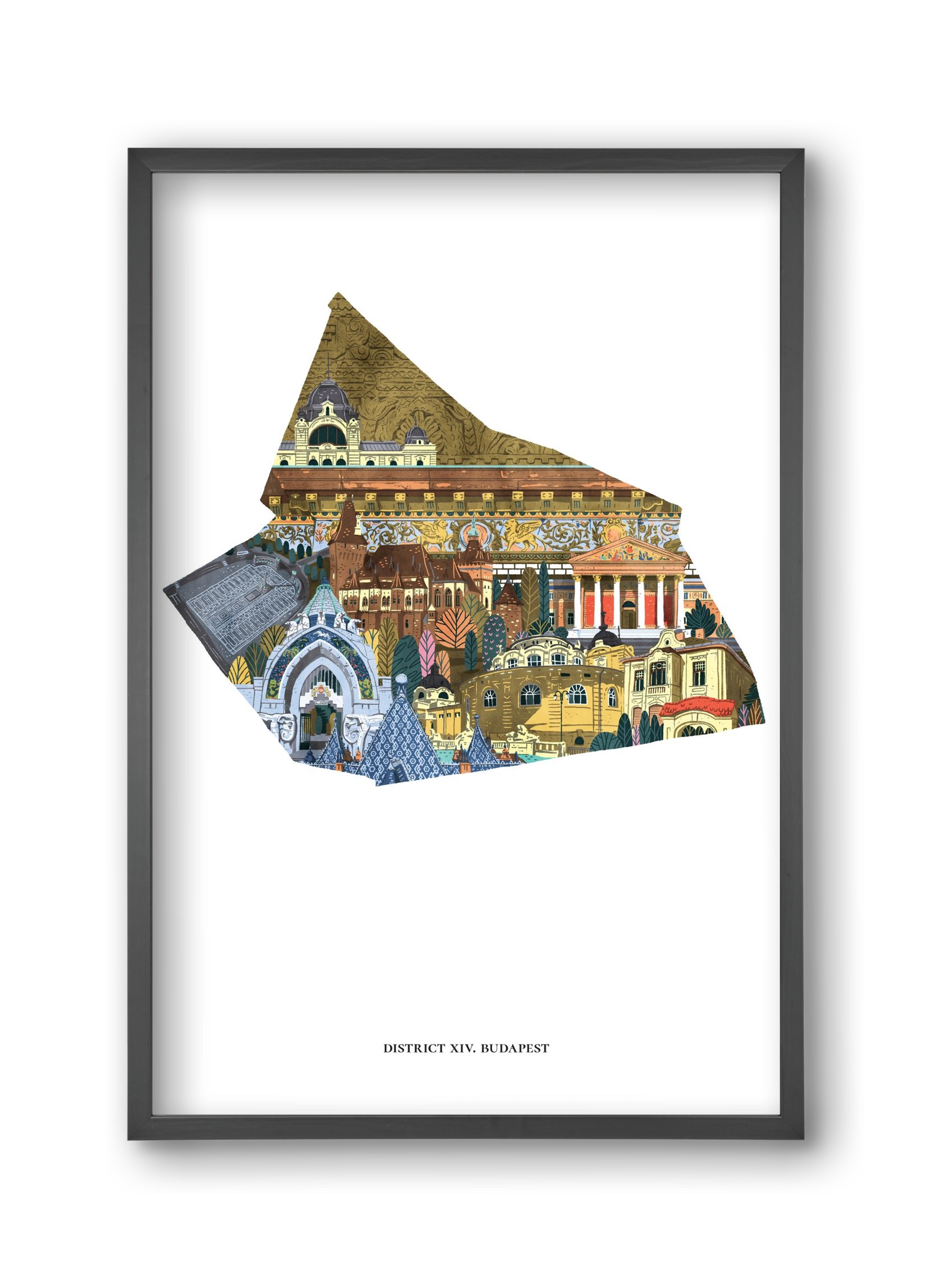 XIV. kerület, 30x45 cm (30x45 cm), Fekete keret