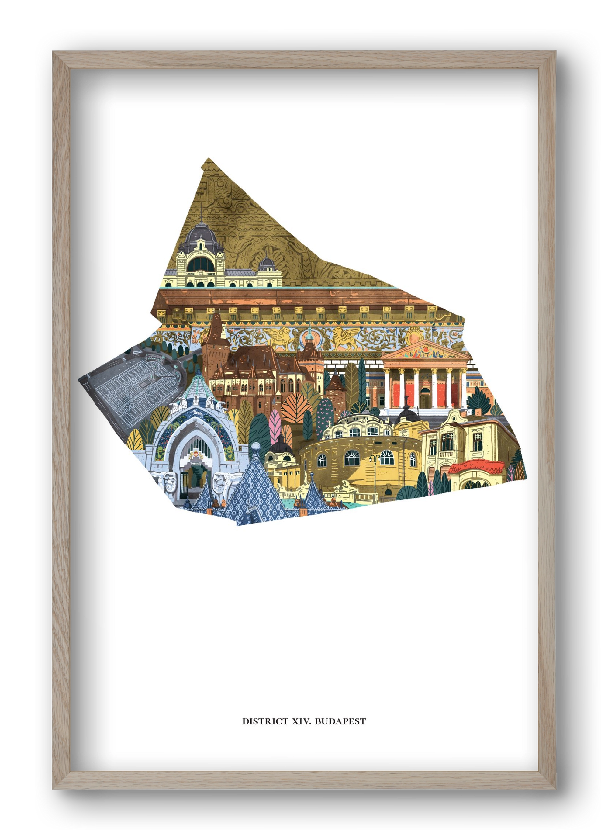 XIV. kerület, 40x60 cm (40x60 cm), Tölgy keret