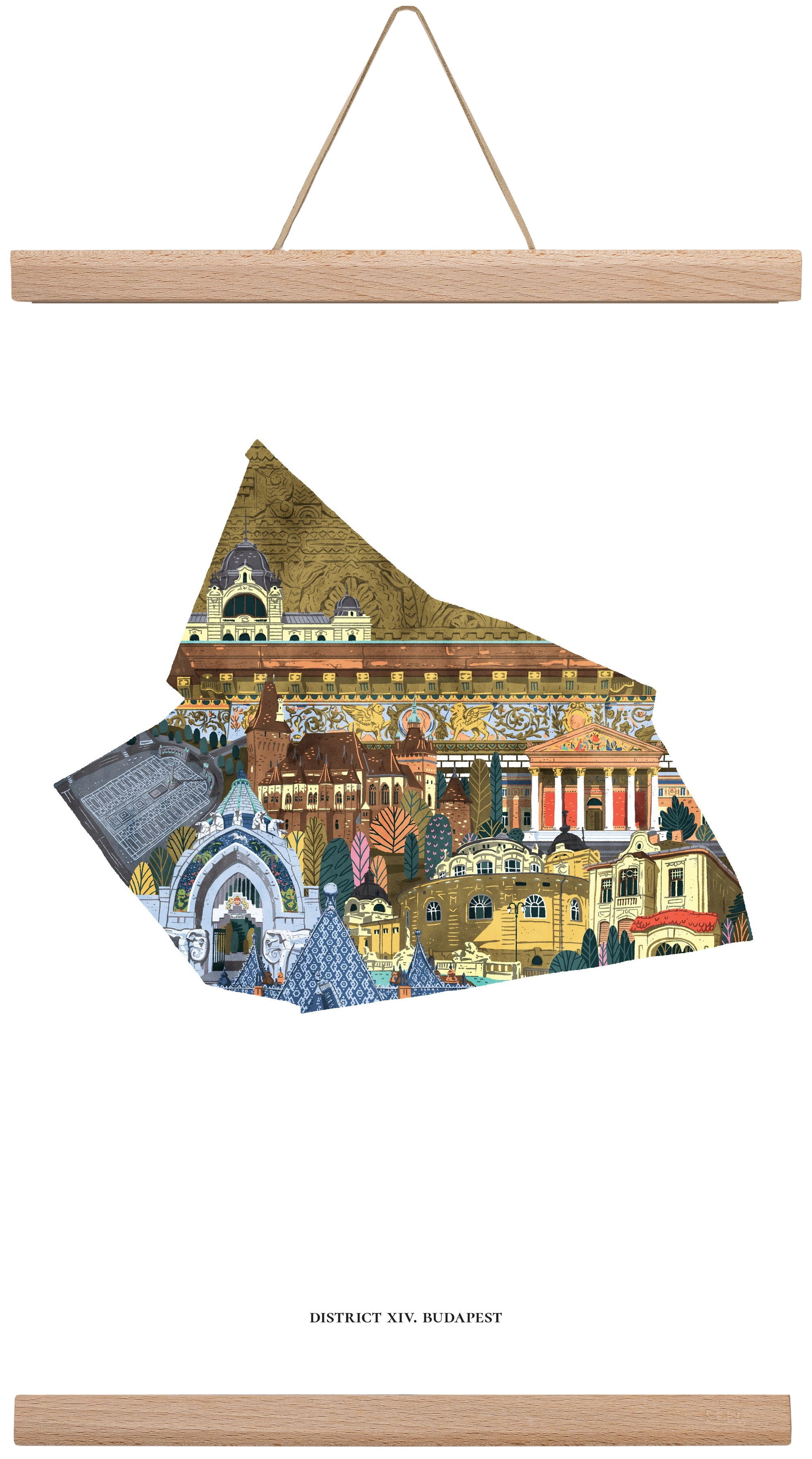 XIV. kerület, 30x45 cm (30x45 cm), Tölgy akasztó