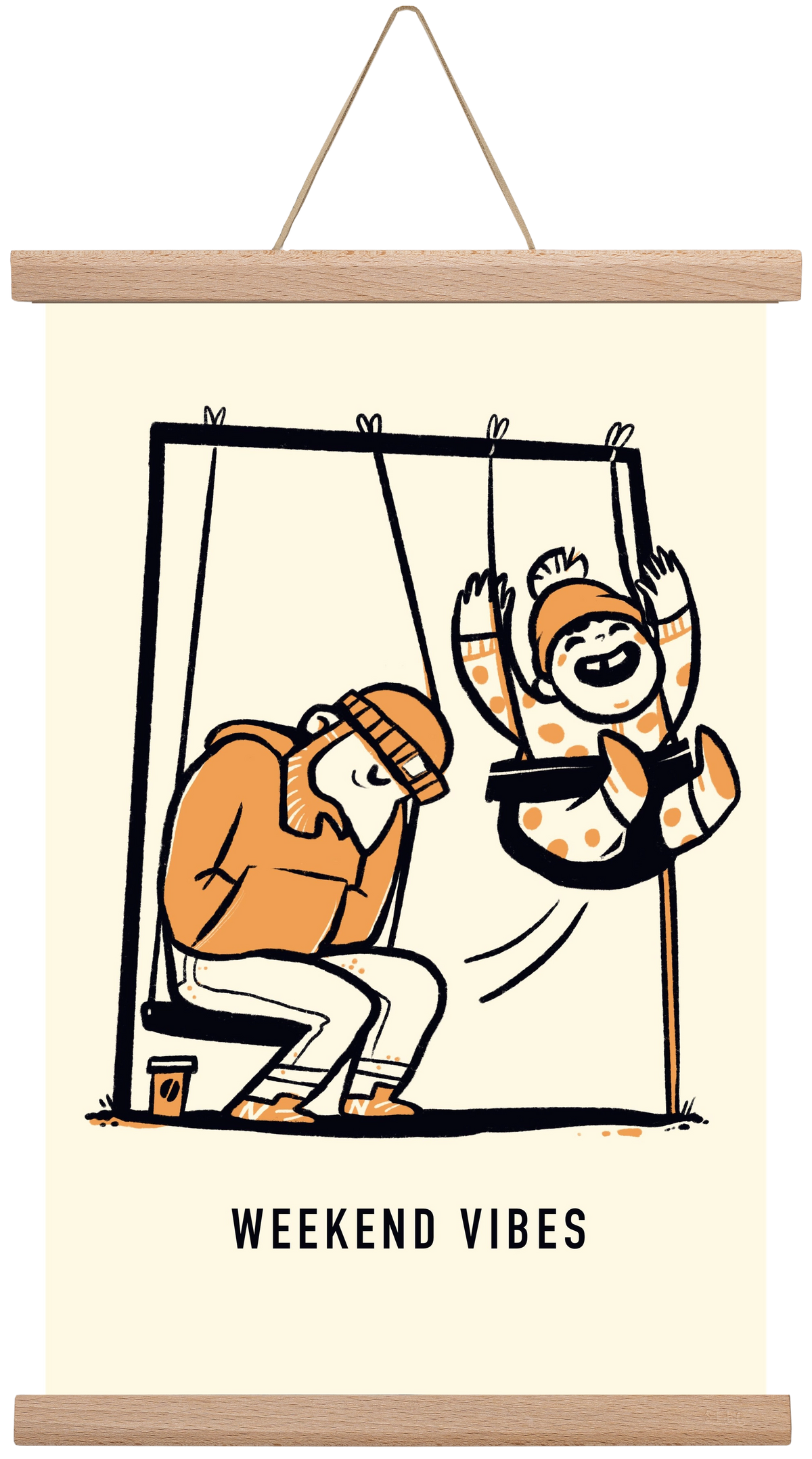 Weekend vibes, 30x45 cm (30x45 cm), Tölgy akasztó