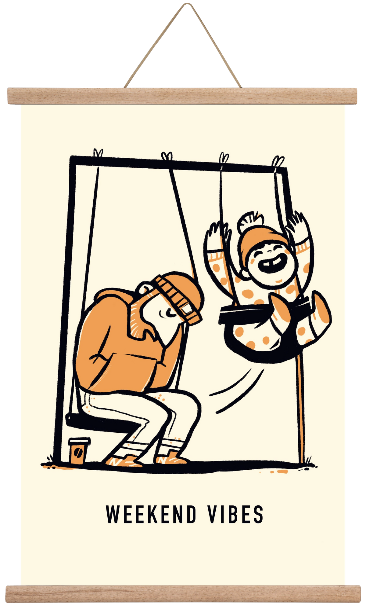 Weekend vibes, 40x60 cm (40x60 cm), Tölgy akasztó