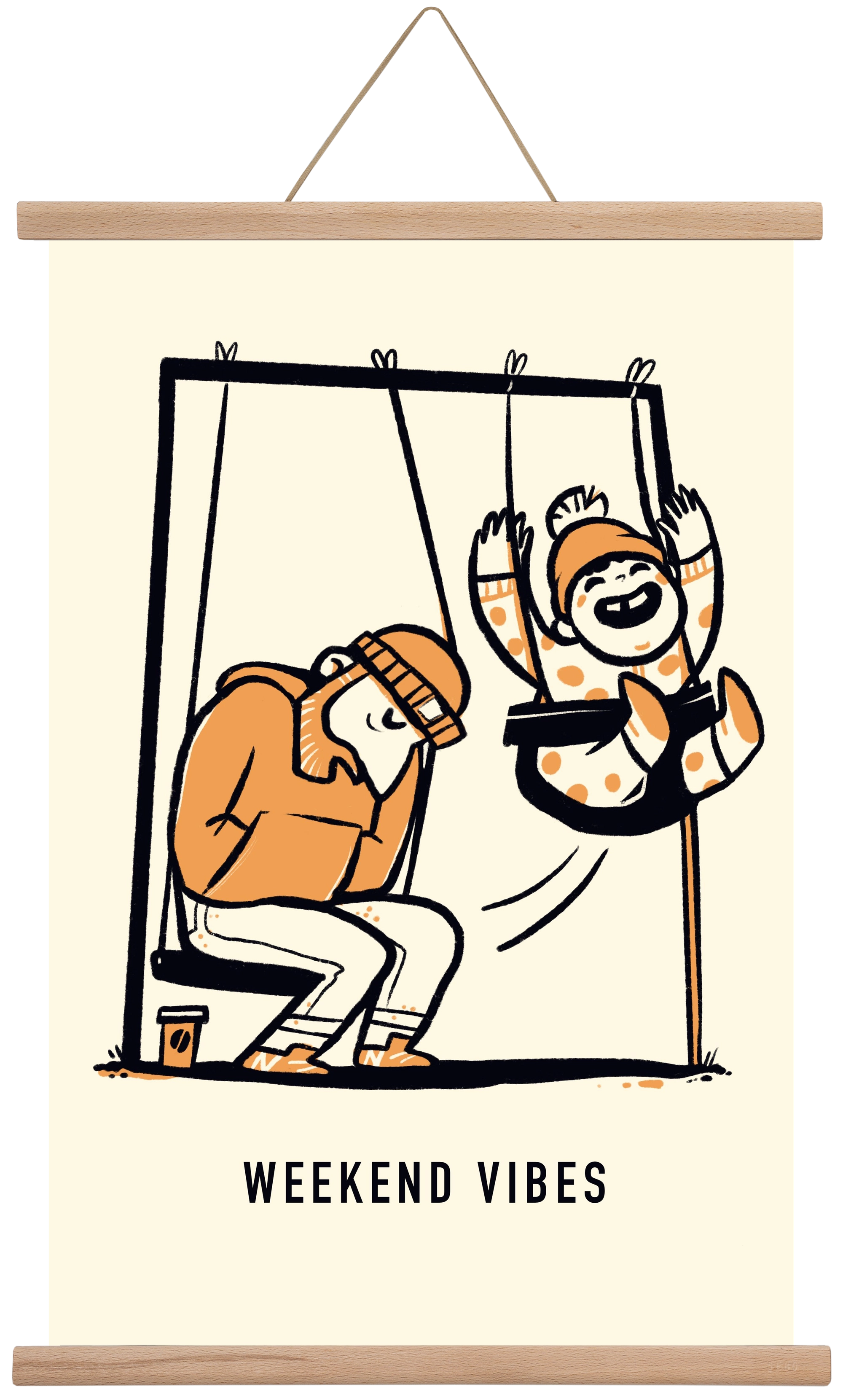 Weekend vibes, 40x60 cm (40x60 cm), Tölgy akasztó
