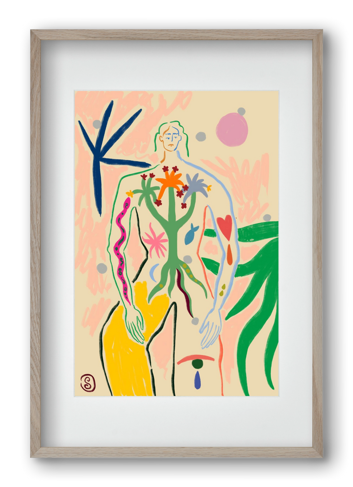 INNER GROWTH, 40x60 cm (30x45 cm), Tölgy keret, paszpartuval