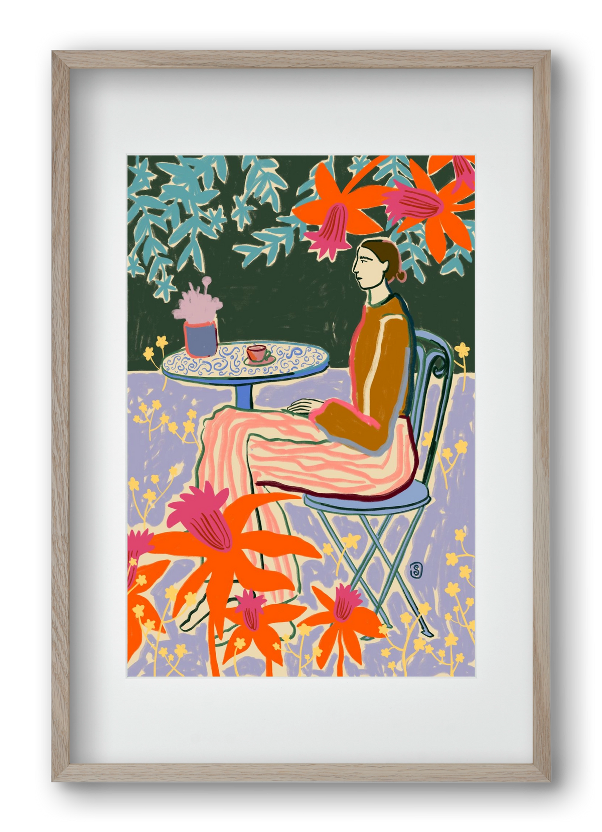 FORGET ME NOT, 40x60 cm (30x45 cm), Tölgy keret, paszpartuval