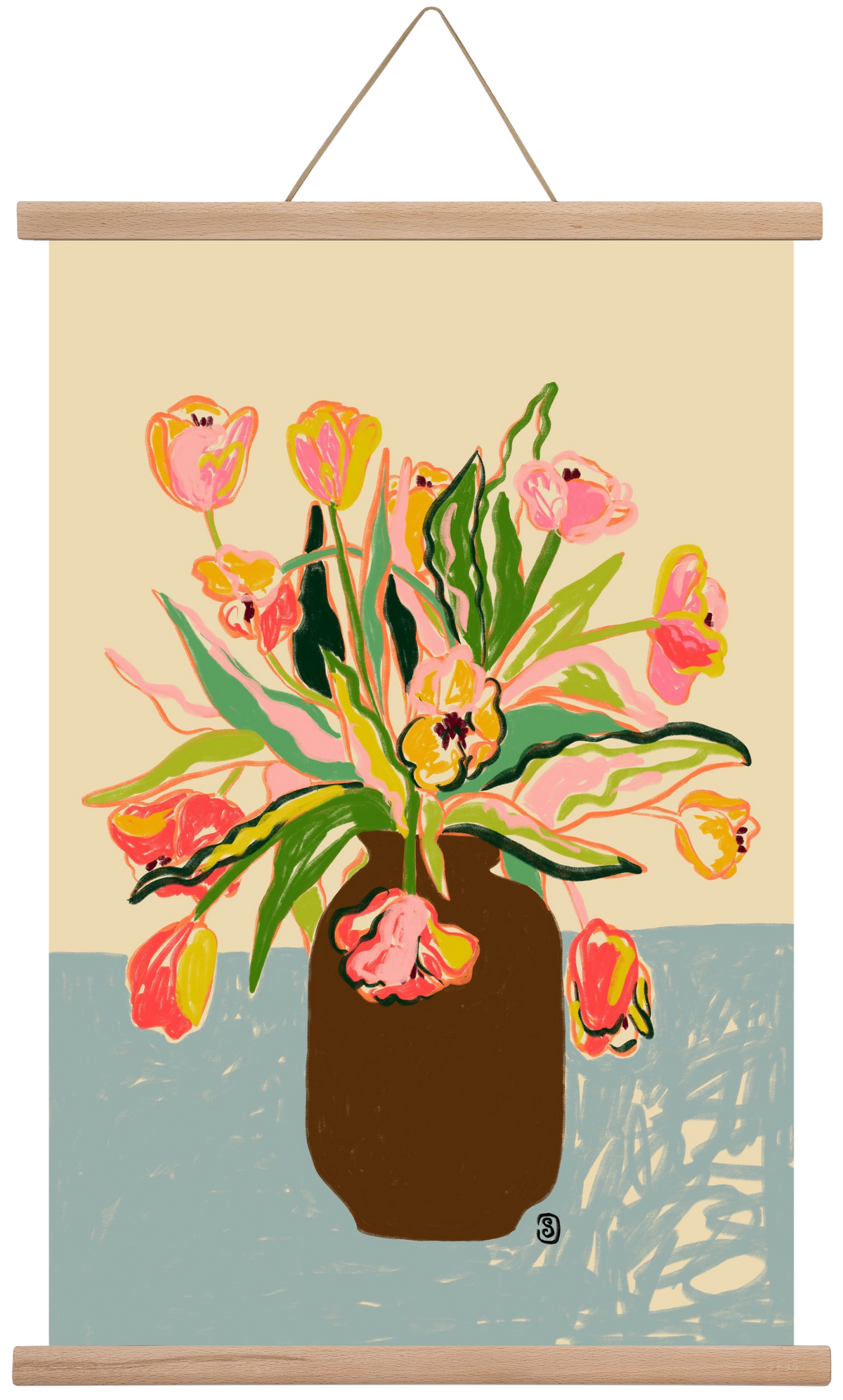TULIPS, 40x60 cm (40x60 cm), Tölgy akasztó