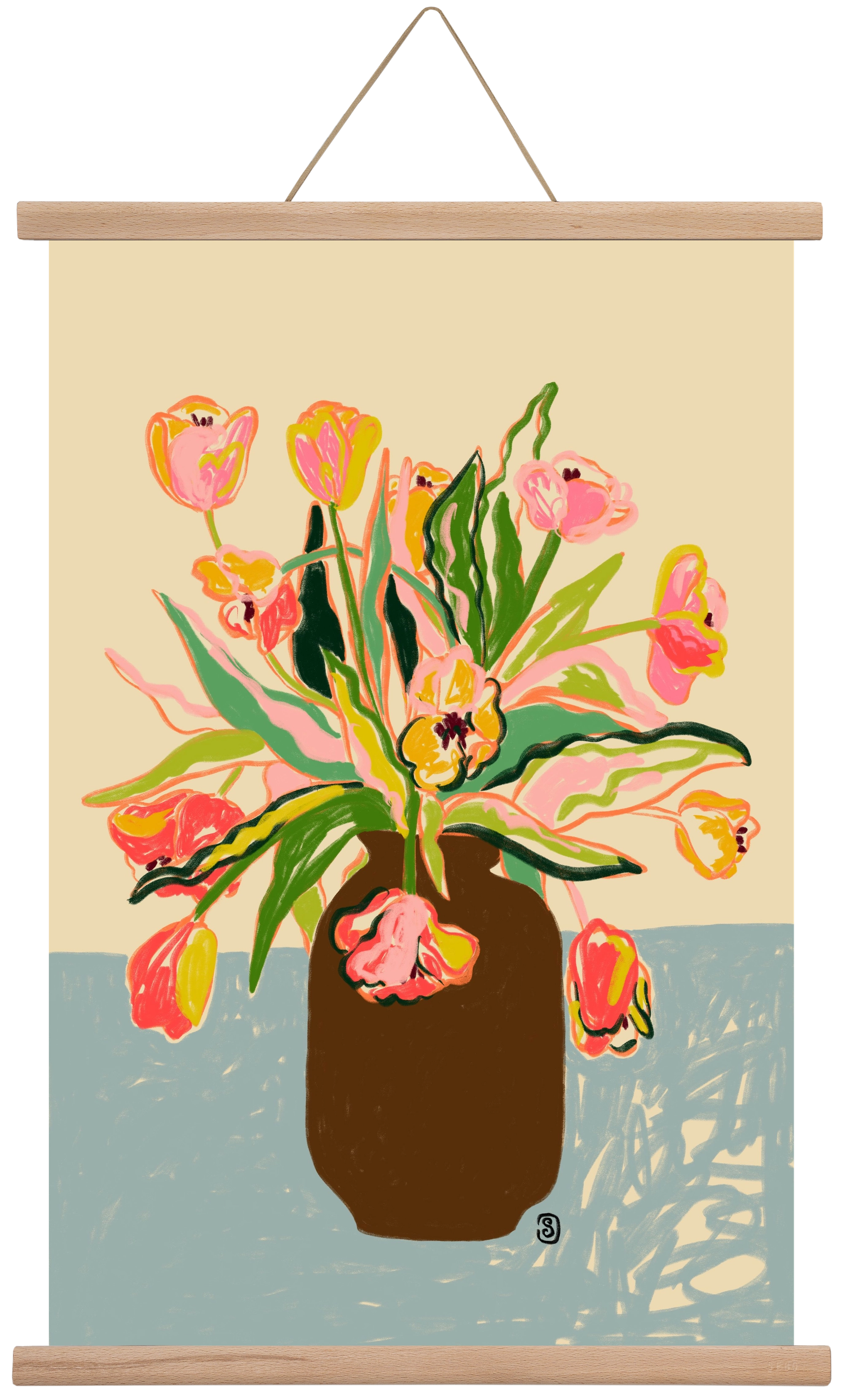 TULIPS, 40x60 cm (40x60 cm), Tölgy akasztó