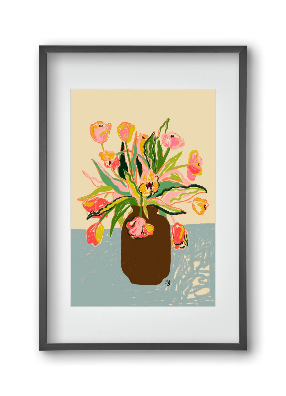 TULIPS, 30x45 cm (20x30 cm), Fekete keret, paszpartuval