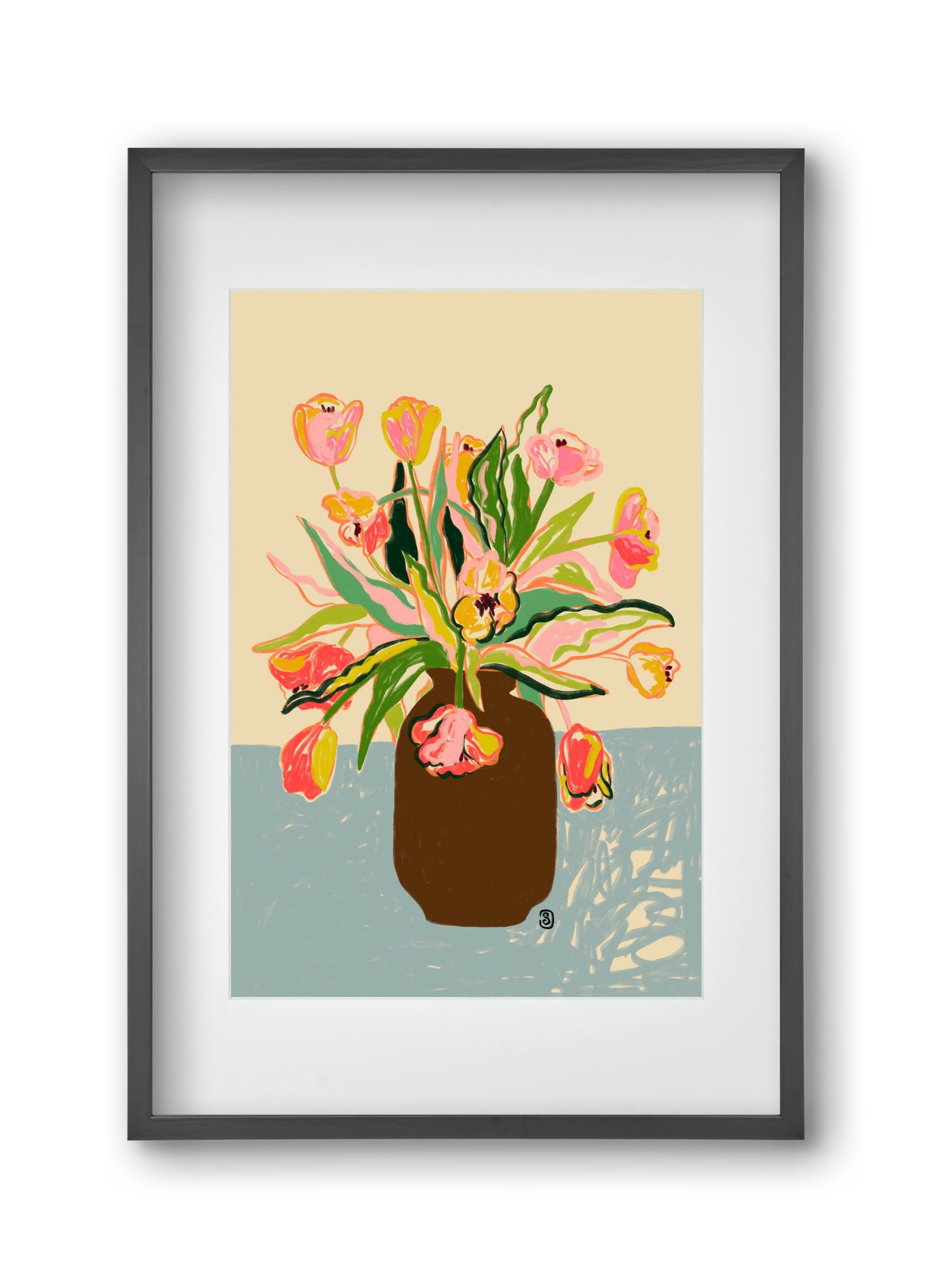 TULIPS, 30x45 cm (20x30 cm), Fekete keret, paszpartuval