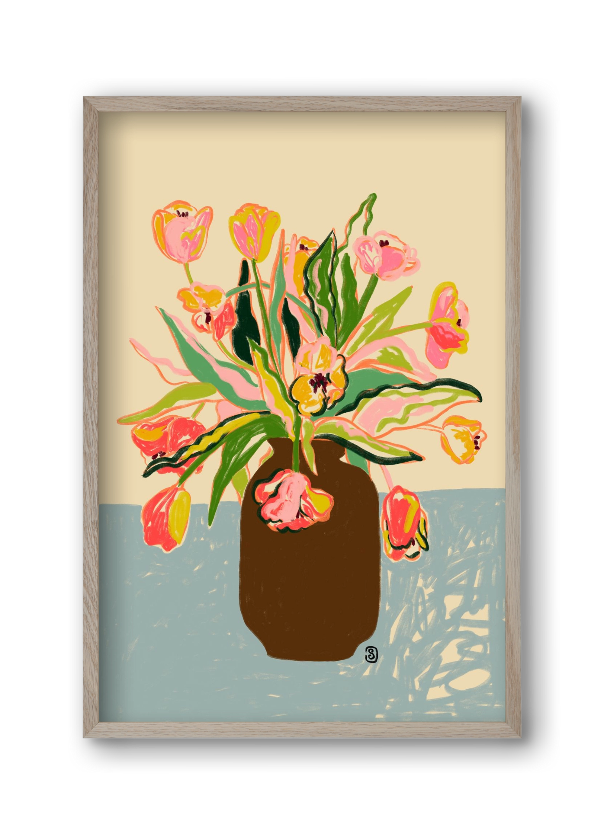 TULIPS, 30x45 cm (30x45 cm), Tölgy keret