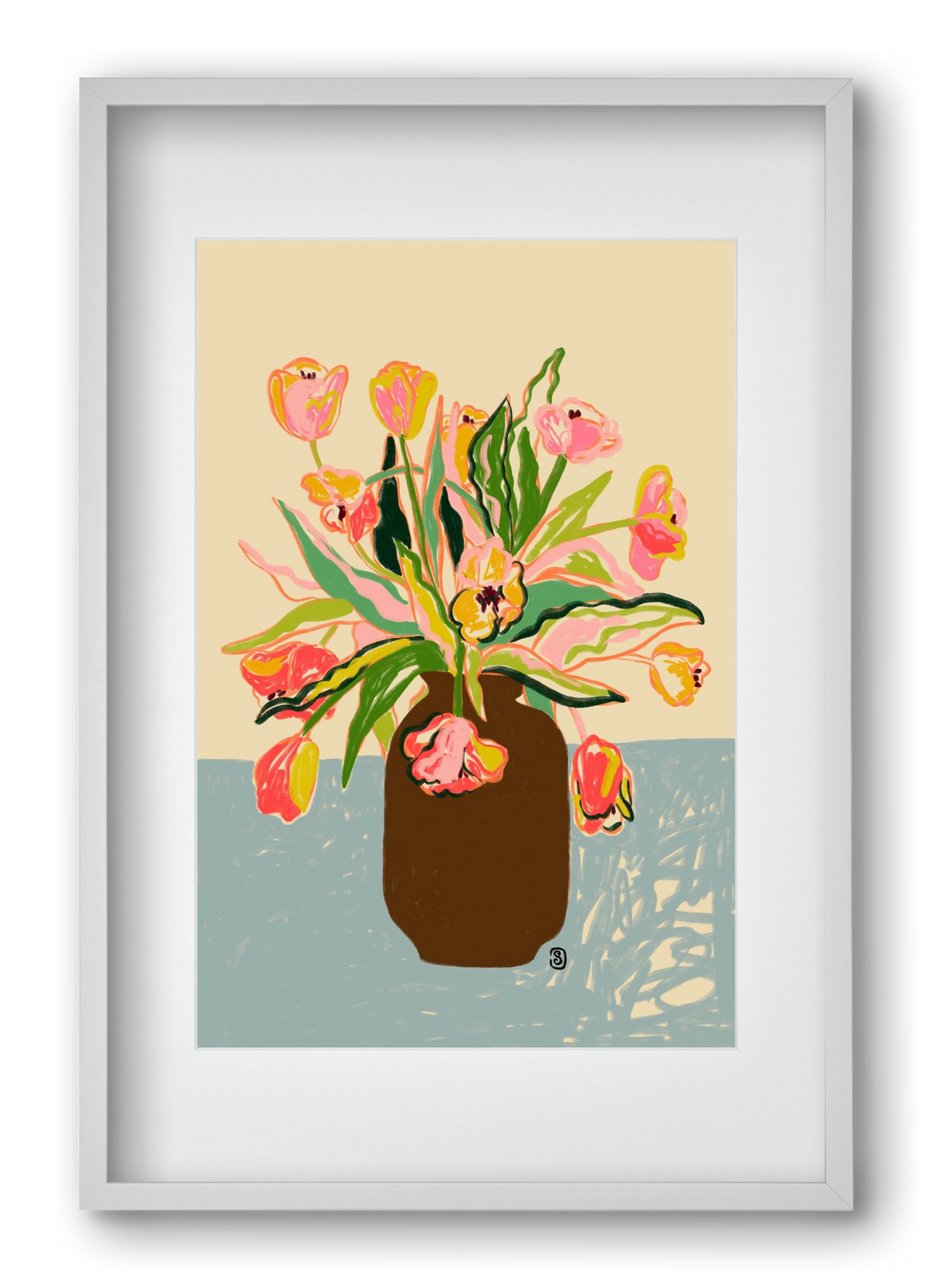 TULIPS, 40x60 cm (30x45 cm), Fehér keret, paszpartuval